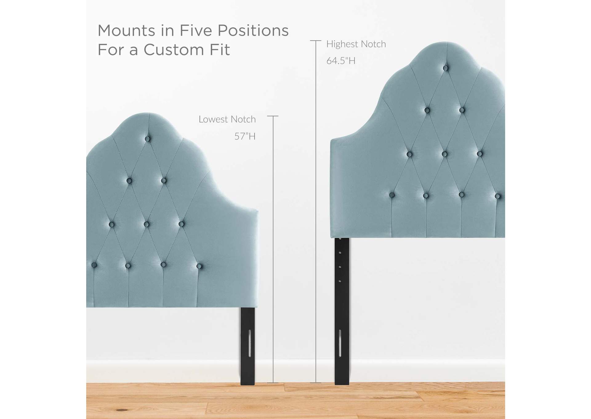 Sovereign Light Blue Twin Diamond Tufted Performance Velvet Headboard,Modway