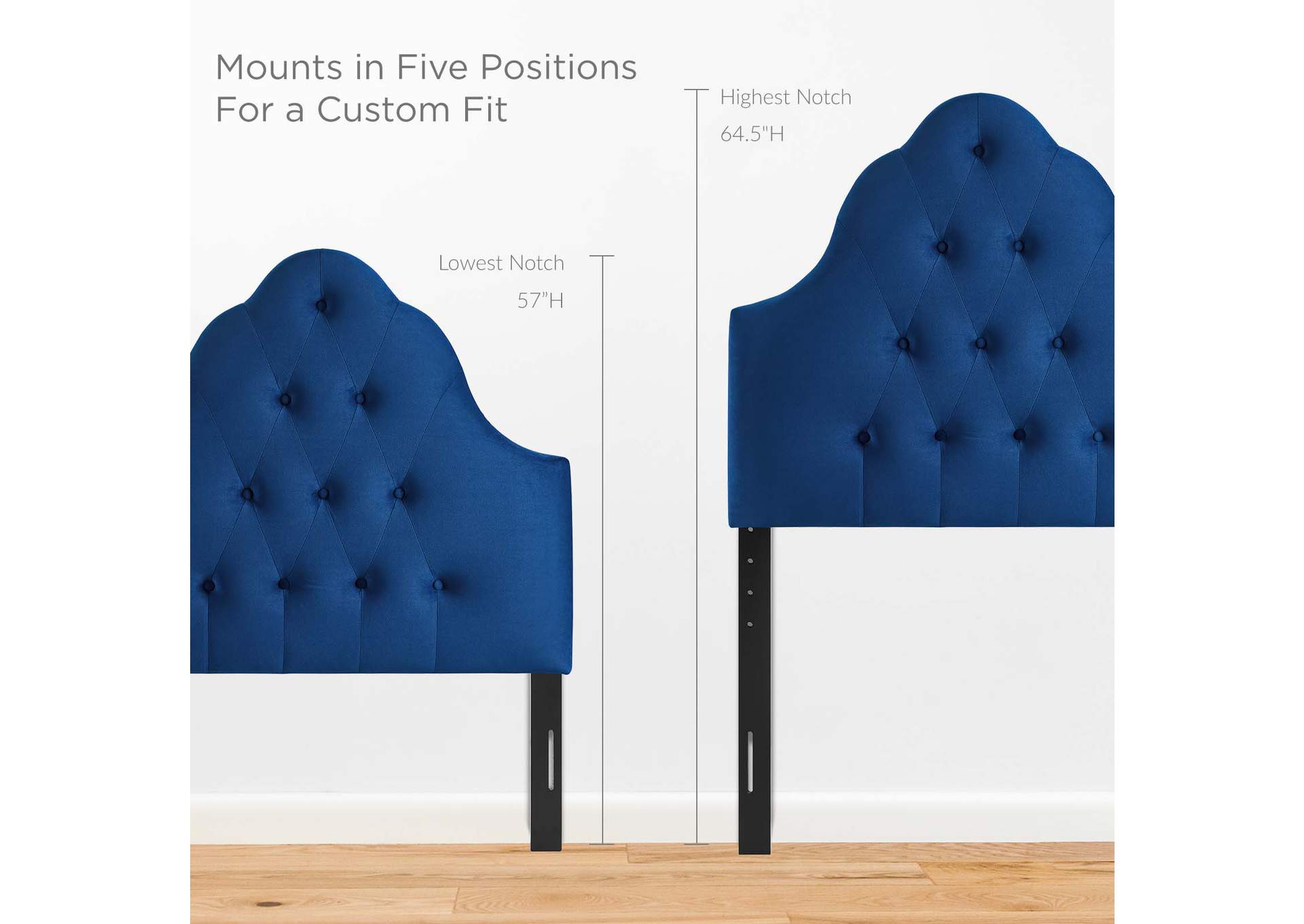 Sovereign Navy Twin Diamond Tufted Performance Velvet Headboard,Modway