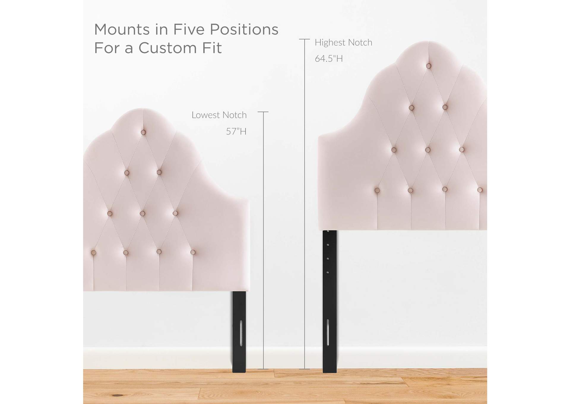 Sovereign Pink Twin Diamond Tufted Performance Velvet Headboard,Modway