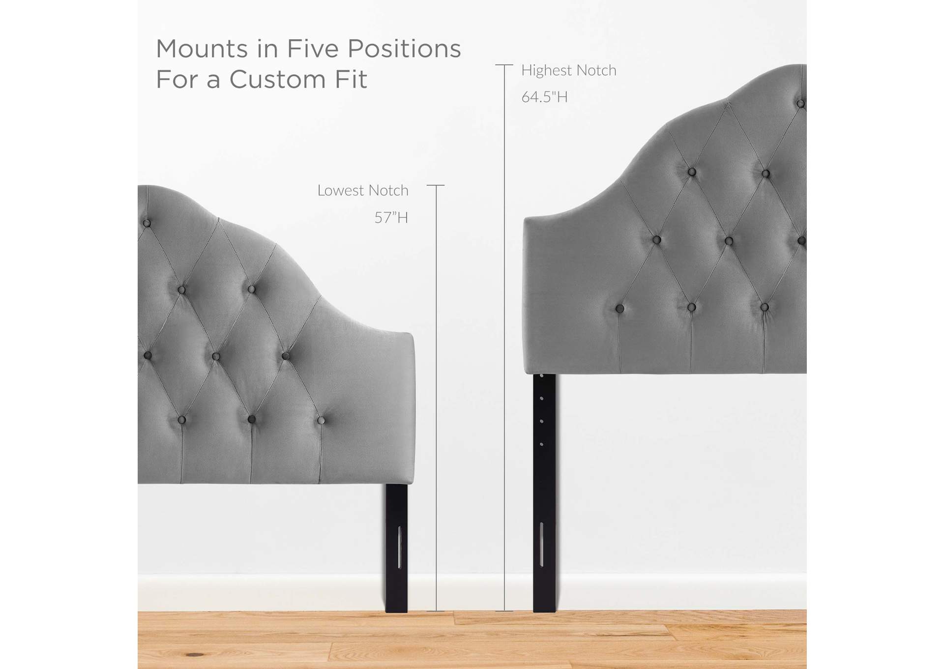 Sovereign Gray Full Diamond Tufted Performance Velvet Headboard,Modway