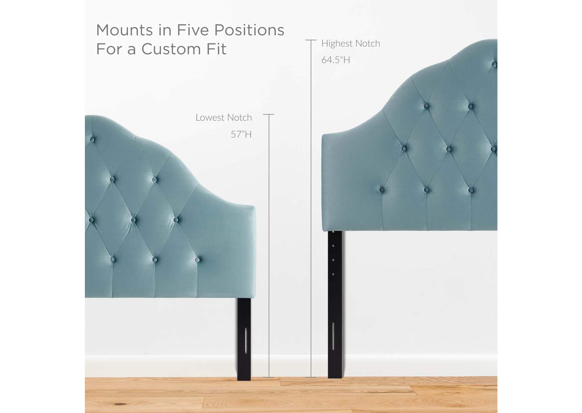 Sovereign Light Blue Queen Diamond Tufted Performance Velvet Headboard,Modway
