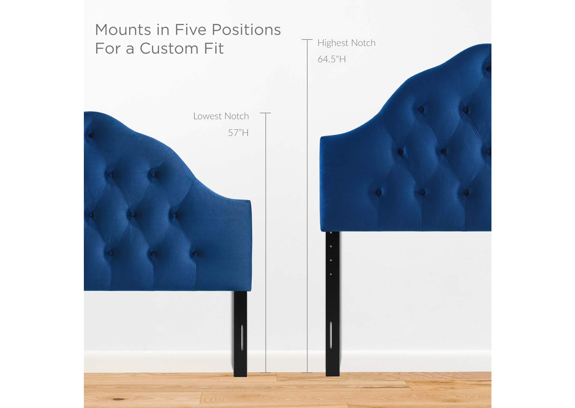 Sovereign Navy Queen Diamond Tufted Performance Velvet Headboard,Modway