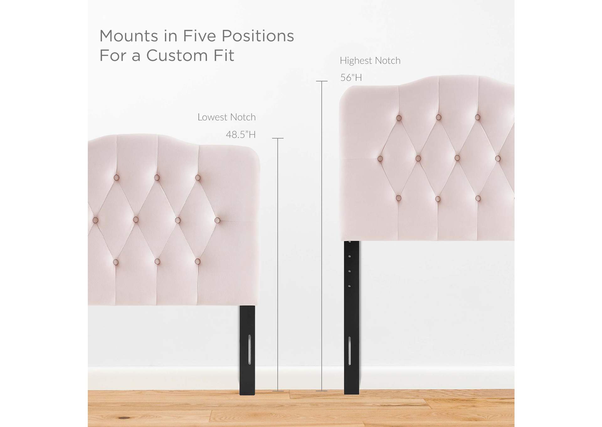 Annabel Pink Twin Diamond Tufted Performance Velvet Headboard,Modway