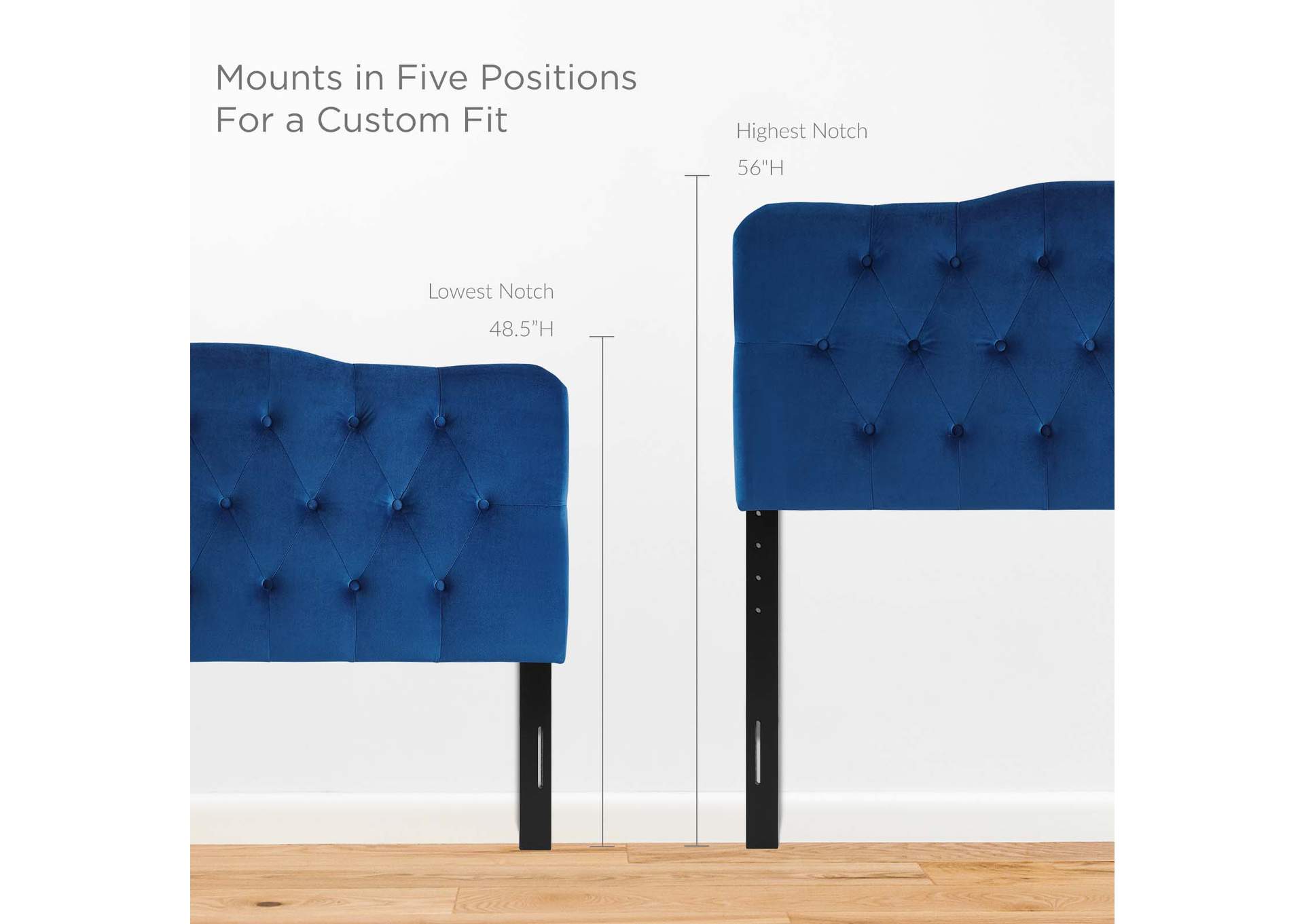 Annabel Navy King Diamond Tufted Performance Velvet Headboard,Modway