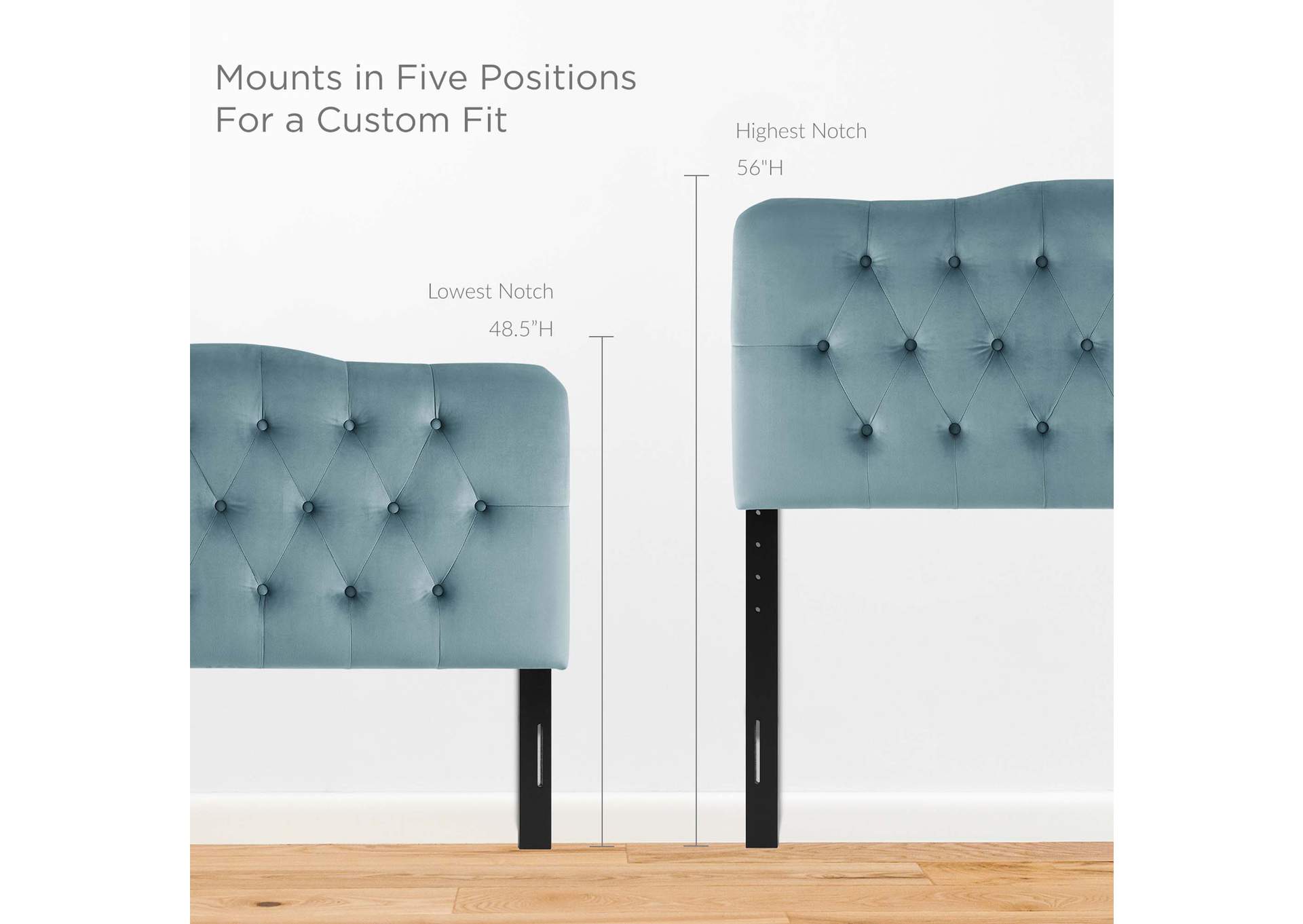 Annabel Light Blue Full Diamond Tufted Performance Velvet Headboard,Modway