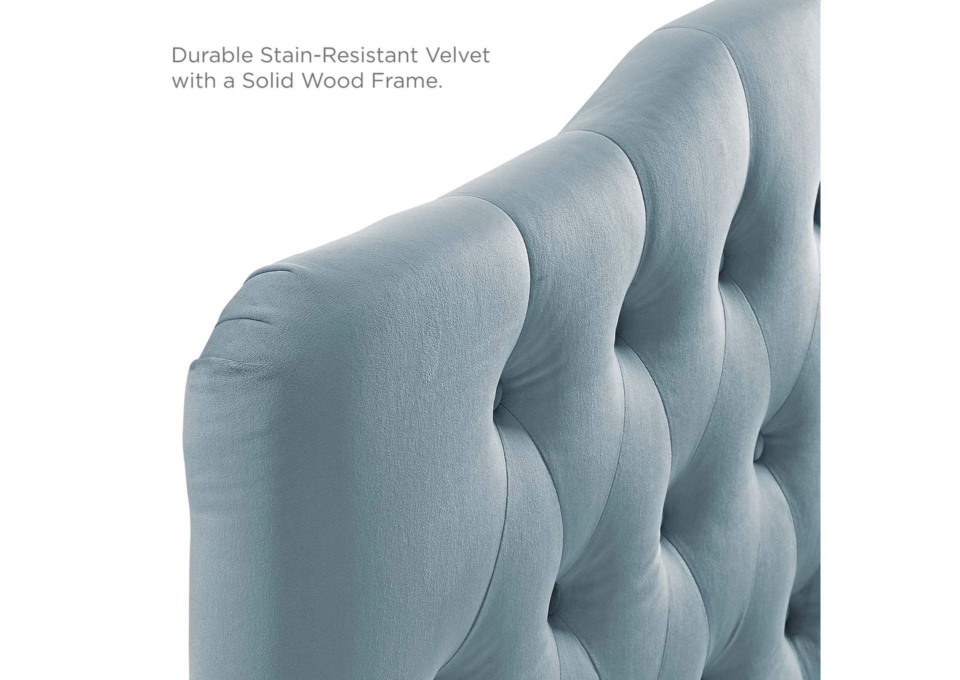 Annabel Light Blue Queen Diamond Tufted Performance Velvet Headboard,Modway
