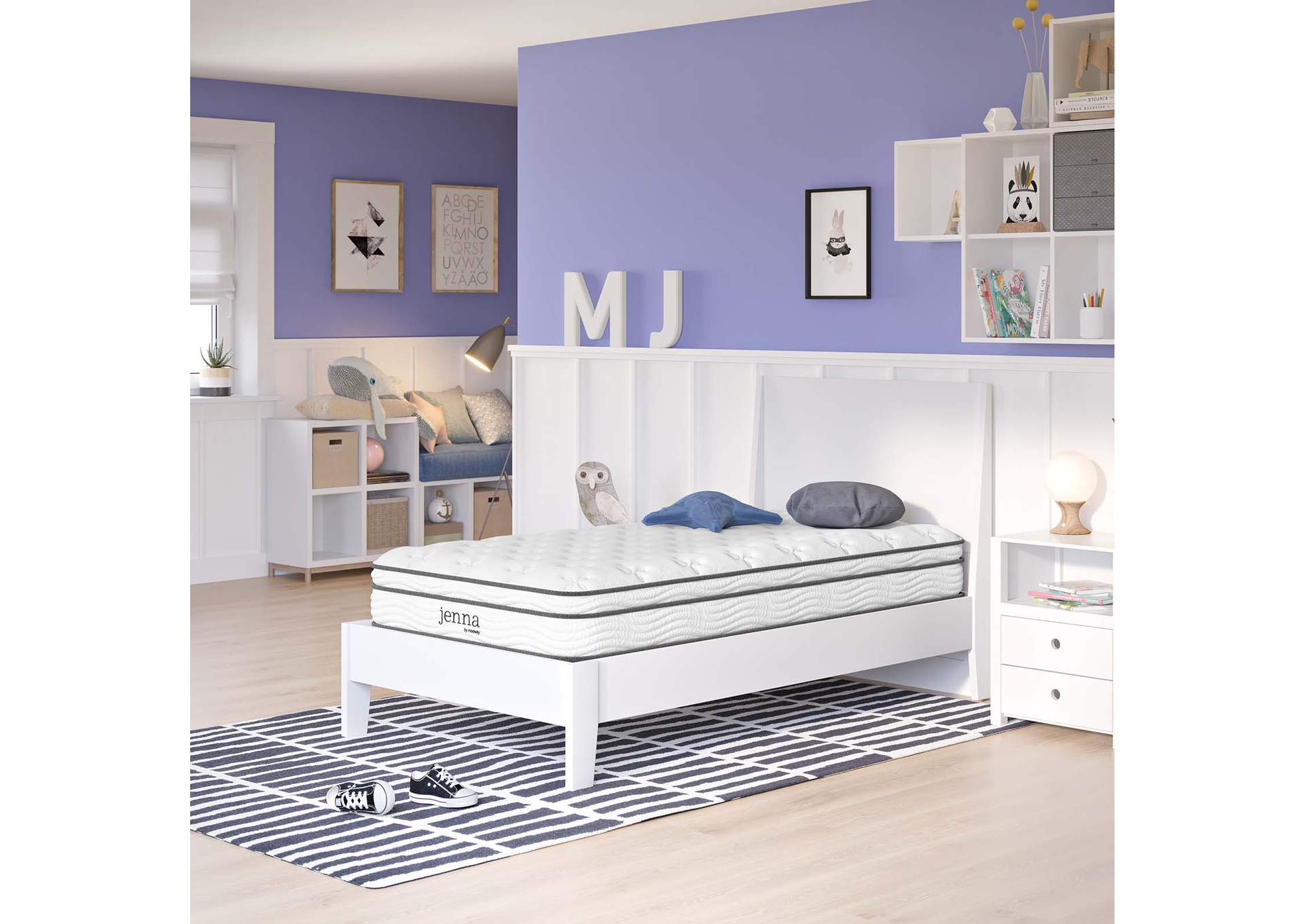 White Jenna 8" Narrow Twin Innerspring Mattress,Modway