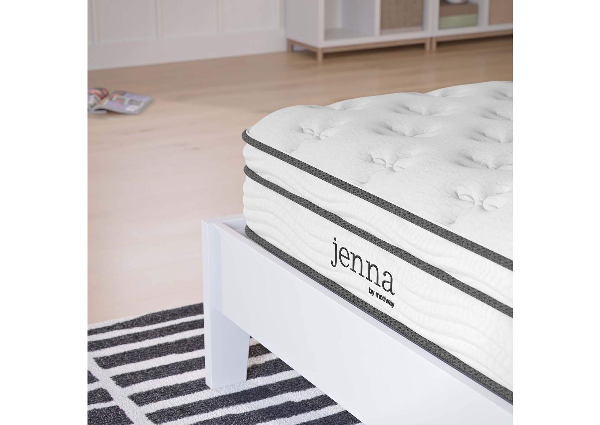 White Jenna 8" Twin Innerspring Mattress,Modway