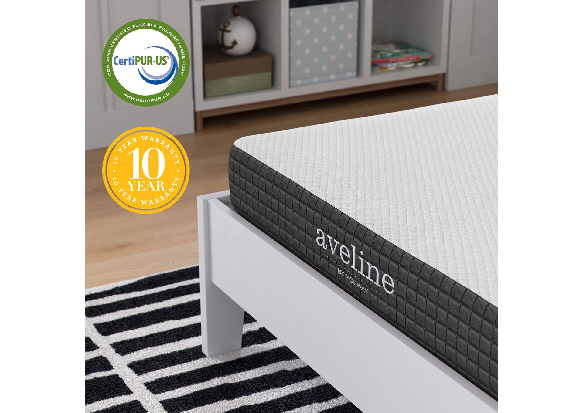 White Aveline 6" Narrow Twin Mattress,Modway