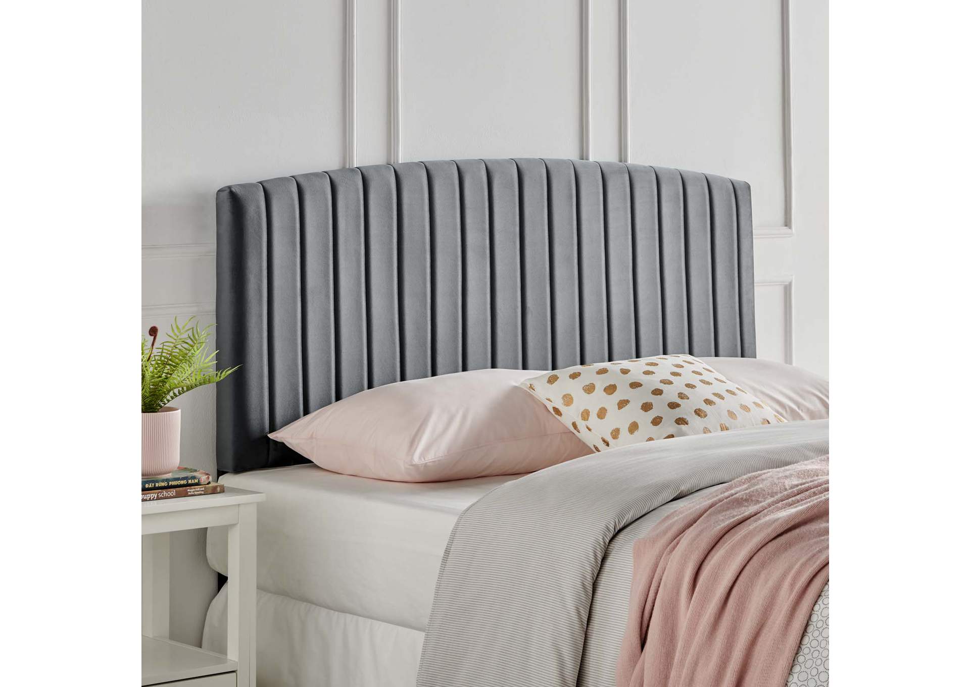 Rebecca Charcoal Performance Velvet Twin Headboard,Modway