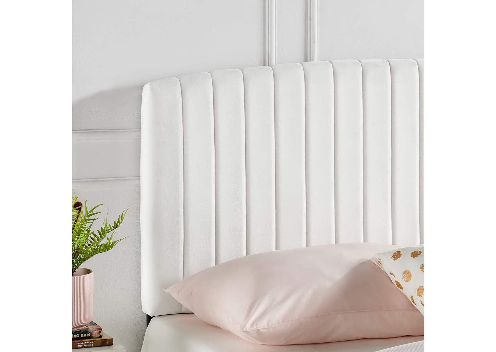Rebecca White Performance Velvet Twin Headboard,Modway