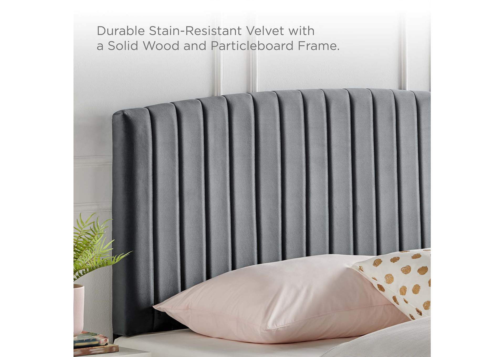 Rebecca Charcoal Performance Velvet Full / Queen Headboard,Modway