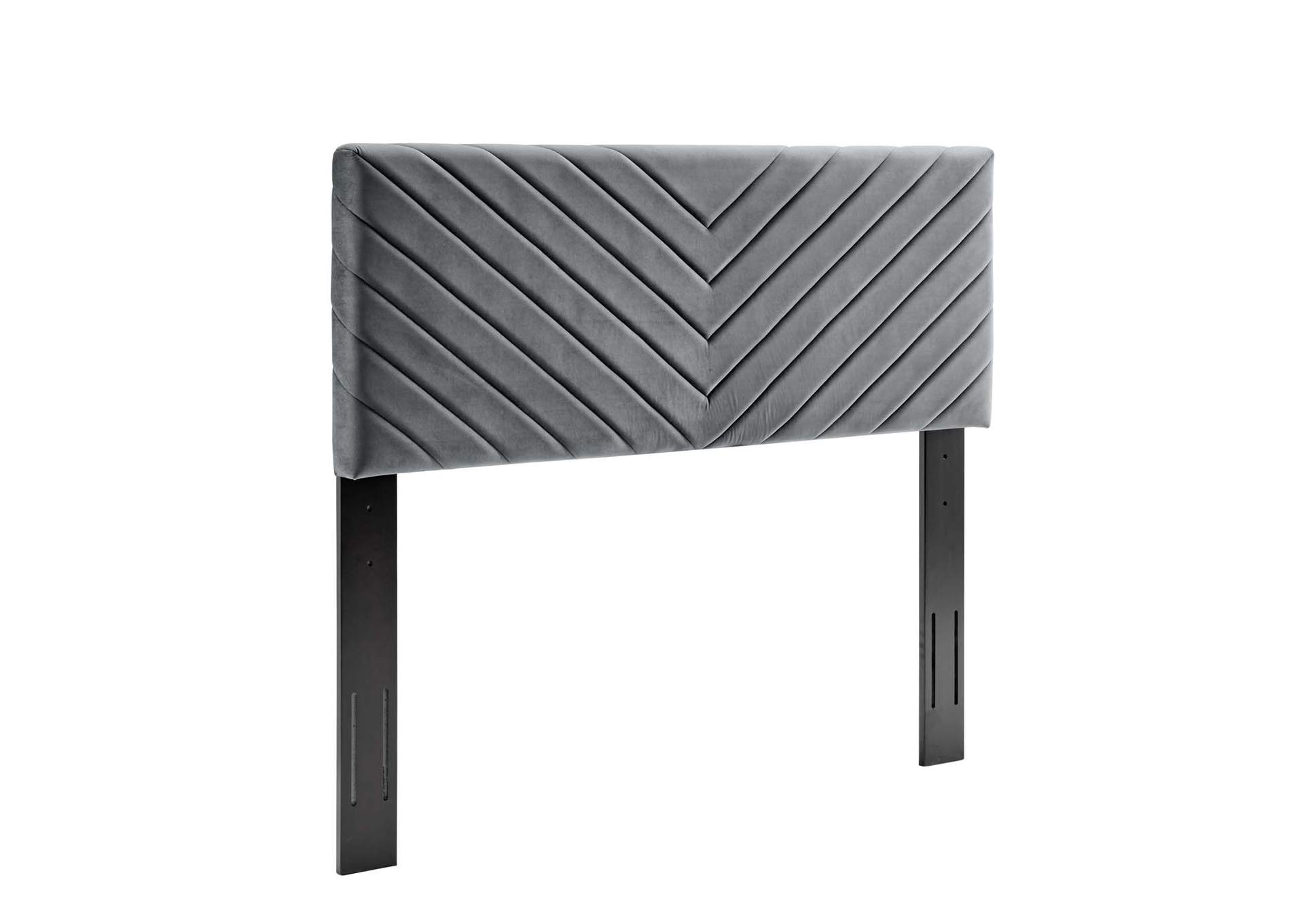 Alyson Charcoal Angular Channel Tufted Performance Velvet Twin Headboard,Modway