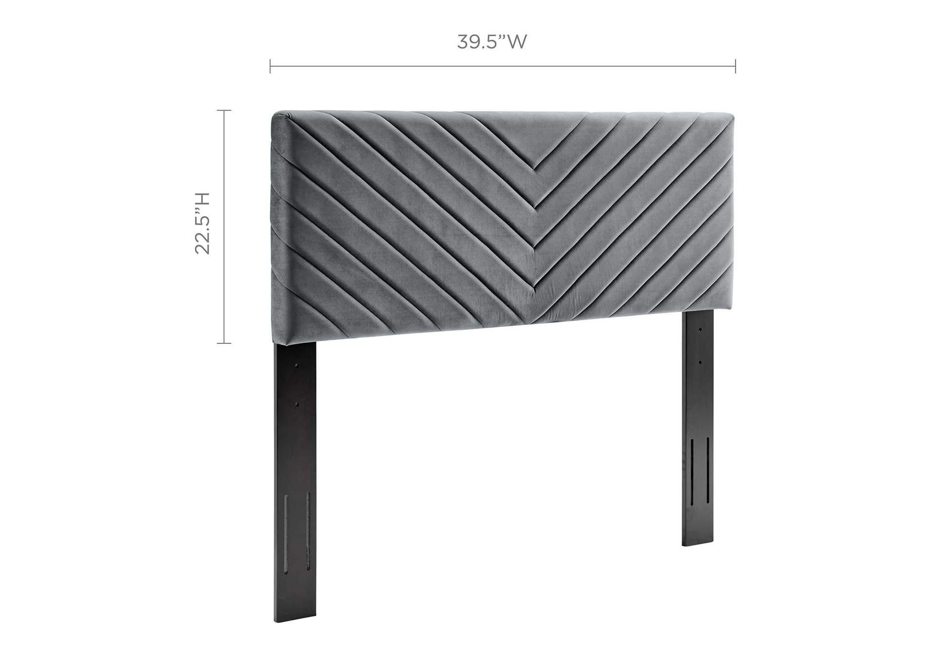 Alyson Charcoal Angular Channel Tufted Performance Velvet Twin Headboard,Modway