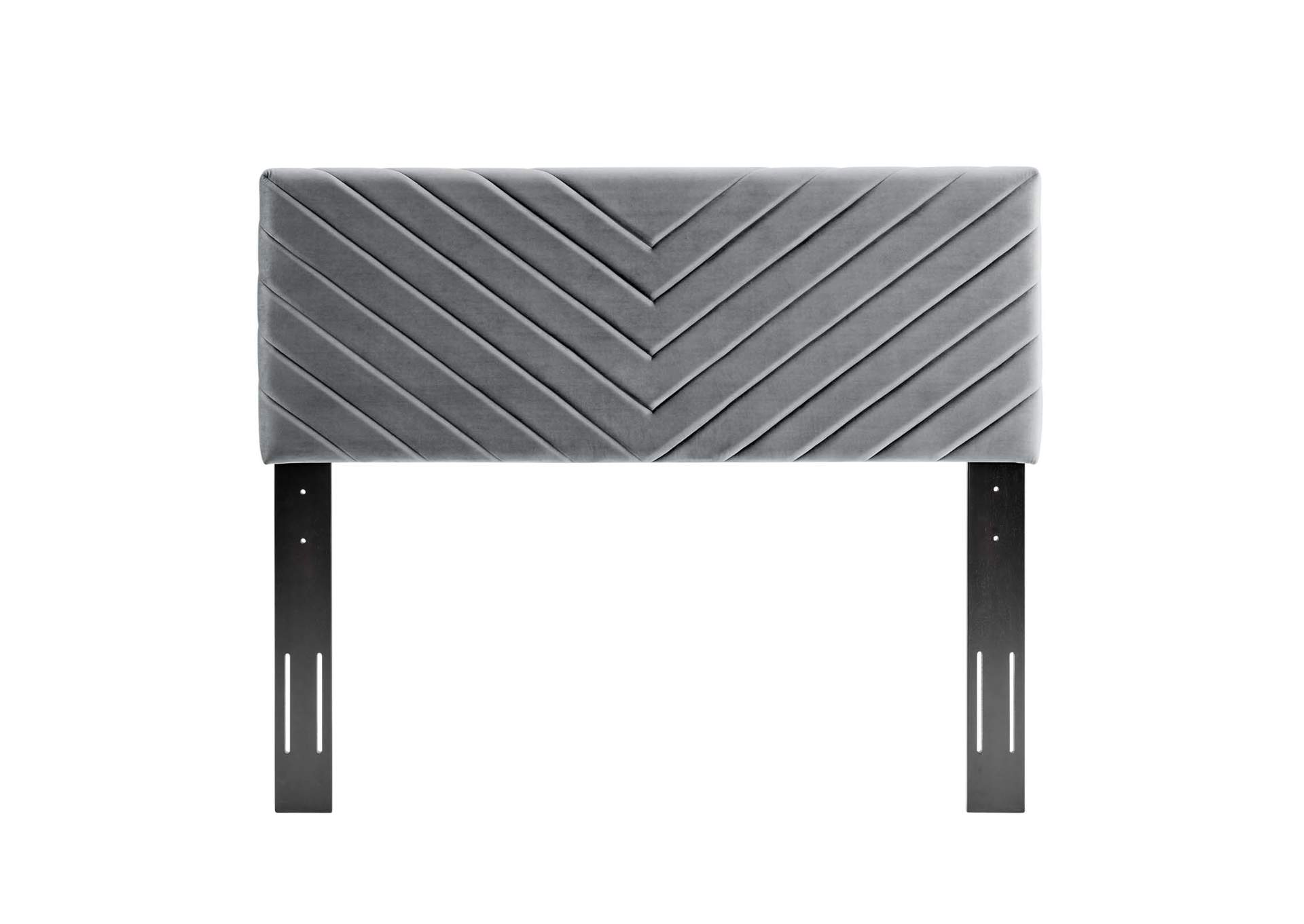 Alyson Charcoal Angular Channel Tufted Performance Velvet Twin Headboard,Modway