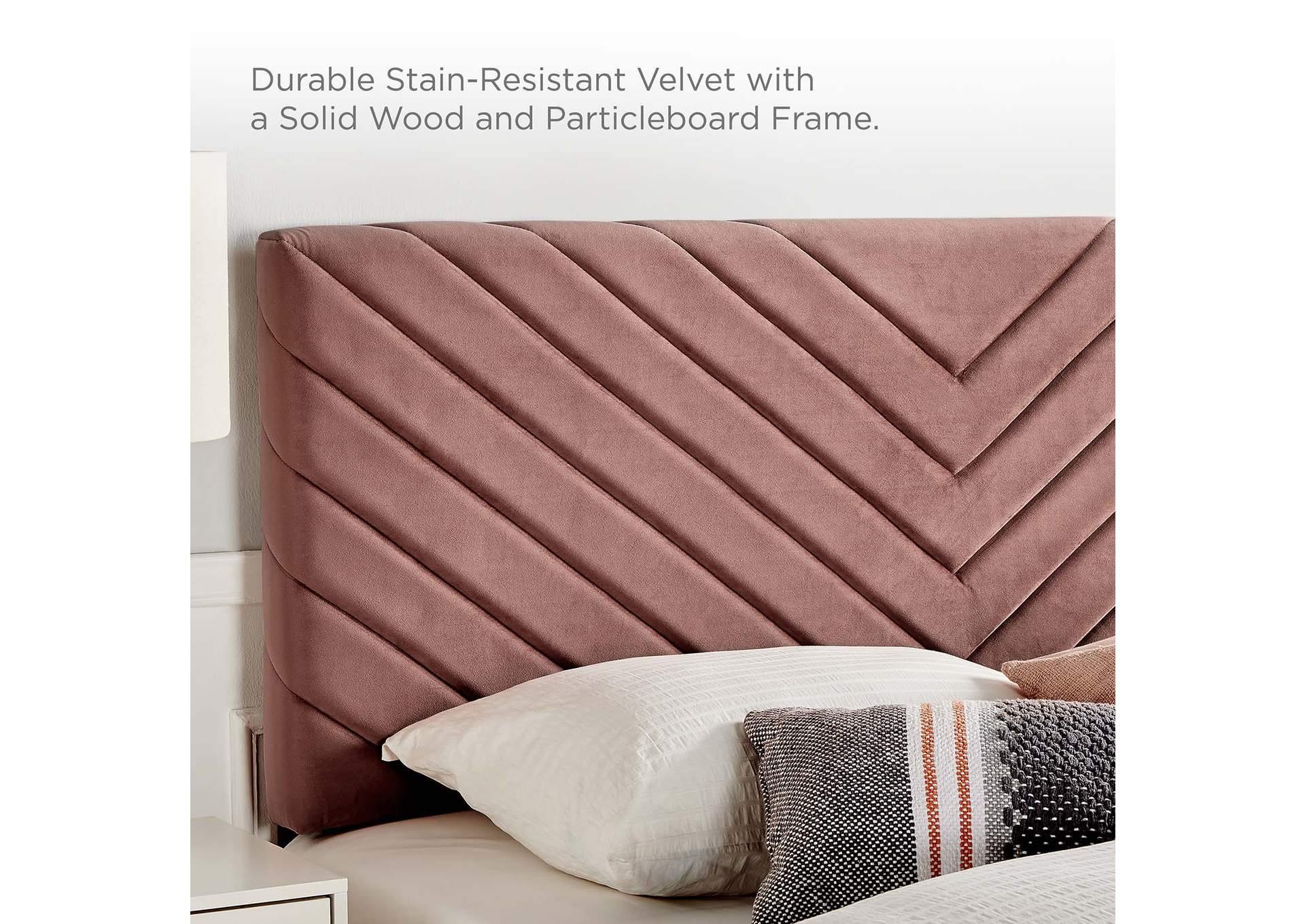 Alyson Dusty Rose Angular Channel Tufted Performance Velvet Full / Queen Headboard,Modway