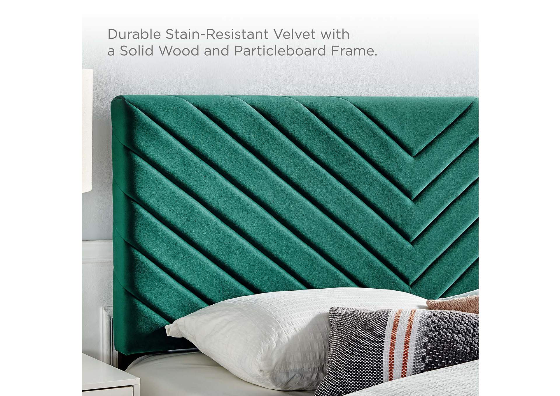 Alyson Teal Angular Channel Tufted Performance Velvet Full / Queen Headboard,Modway