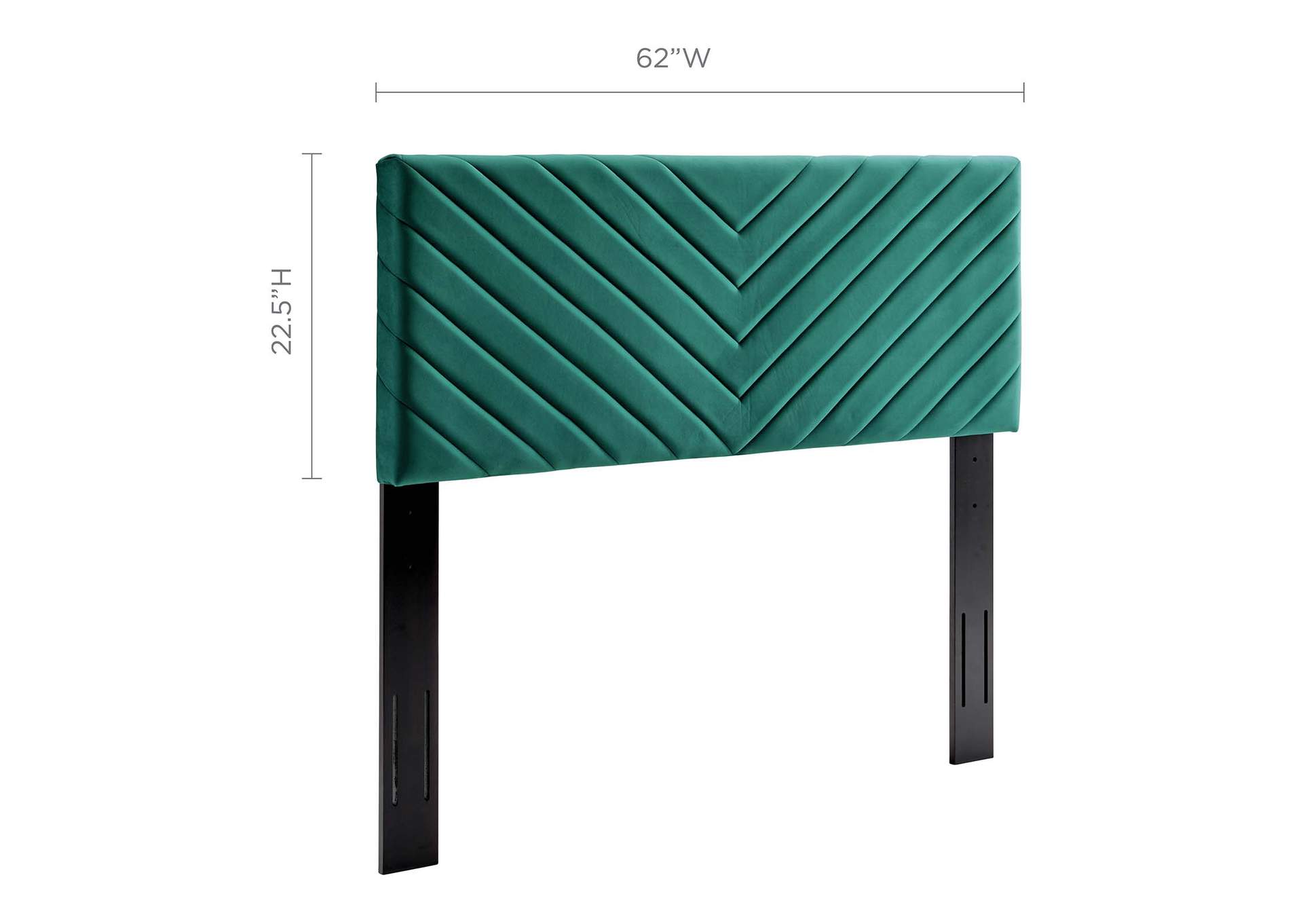Alyson Teal Angular Channel Tufted Performance Velvet Full / Queen Headboard,Modway