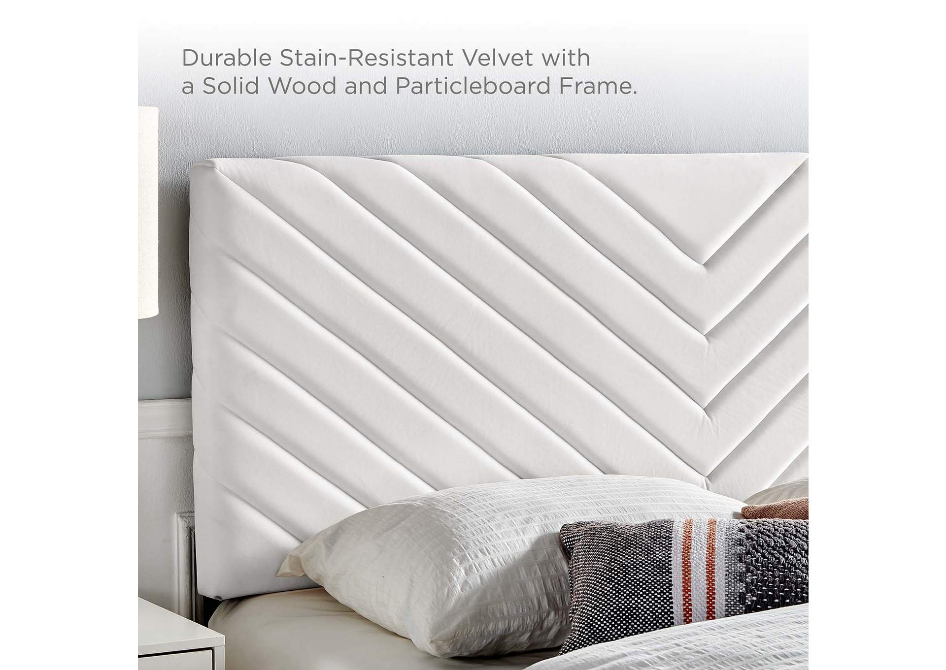 Alyson White Angular Channel Tufted Performance Velvet King / California King Headboard,Modway