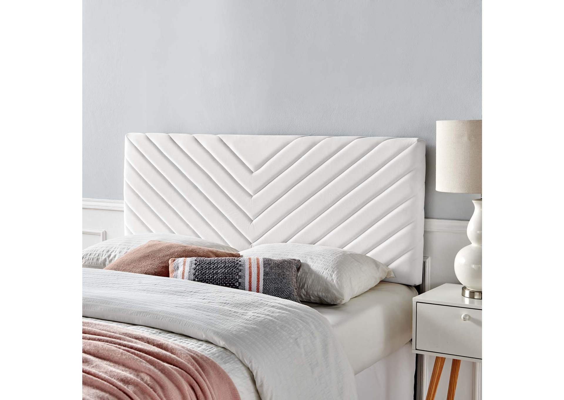 Alyson White Angular Channel Tufted Performance Velvet King / California King Headboard,Modway