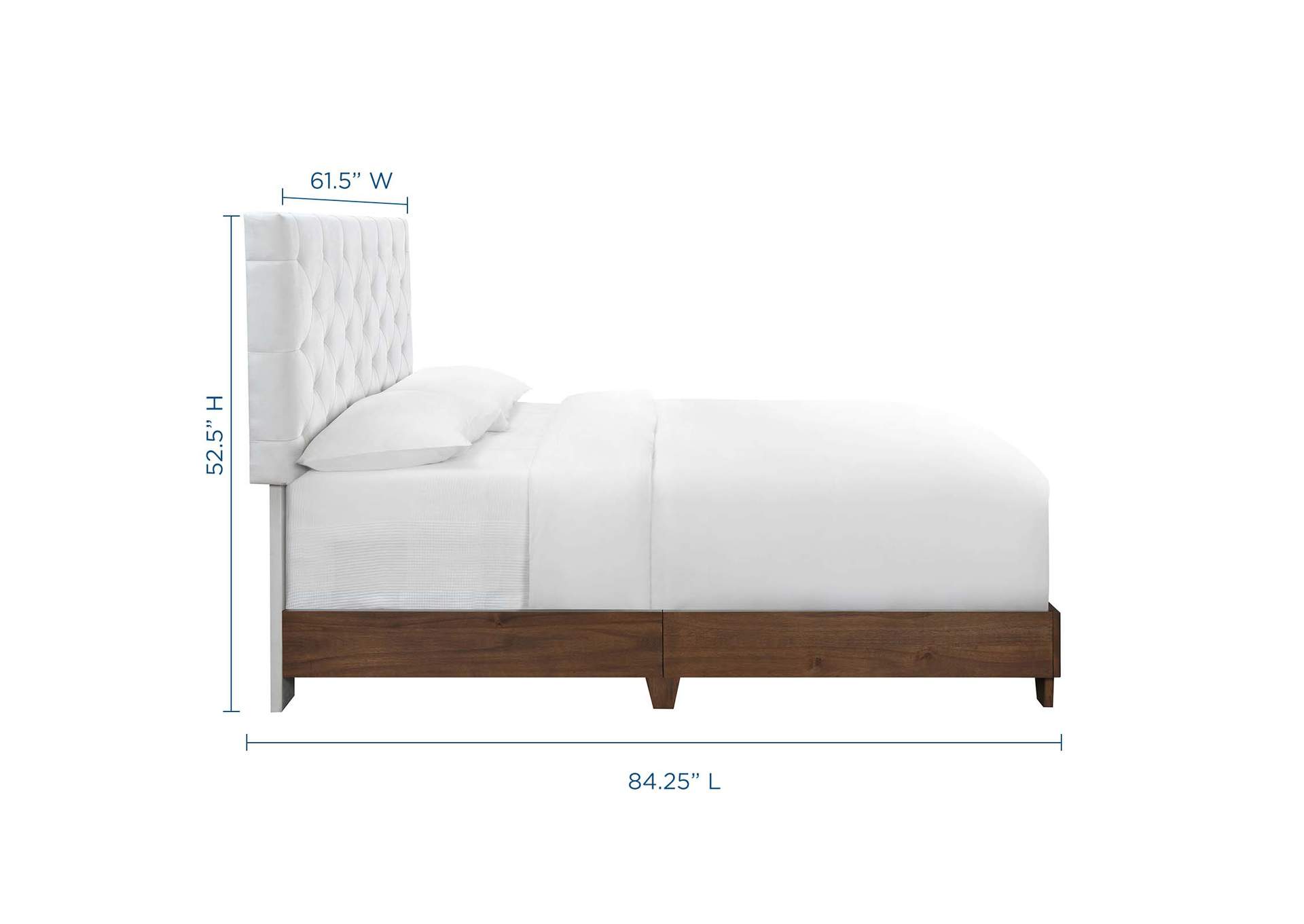 Walnut White Rhiannon Diamond Tufted Upholstered Performance Velvet Queen Bed,Modway