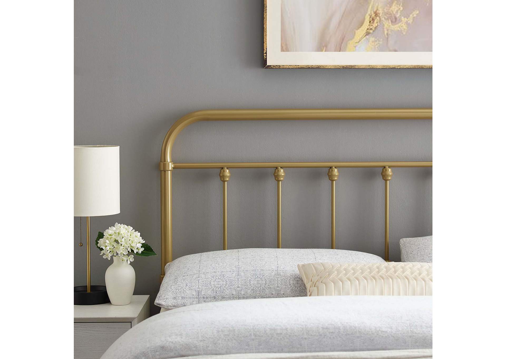 Sage Gold King Metal Headboard,Modway