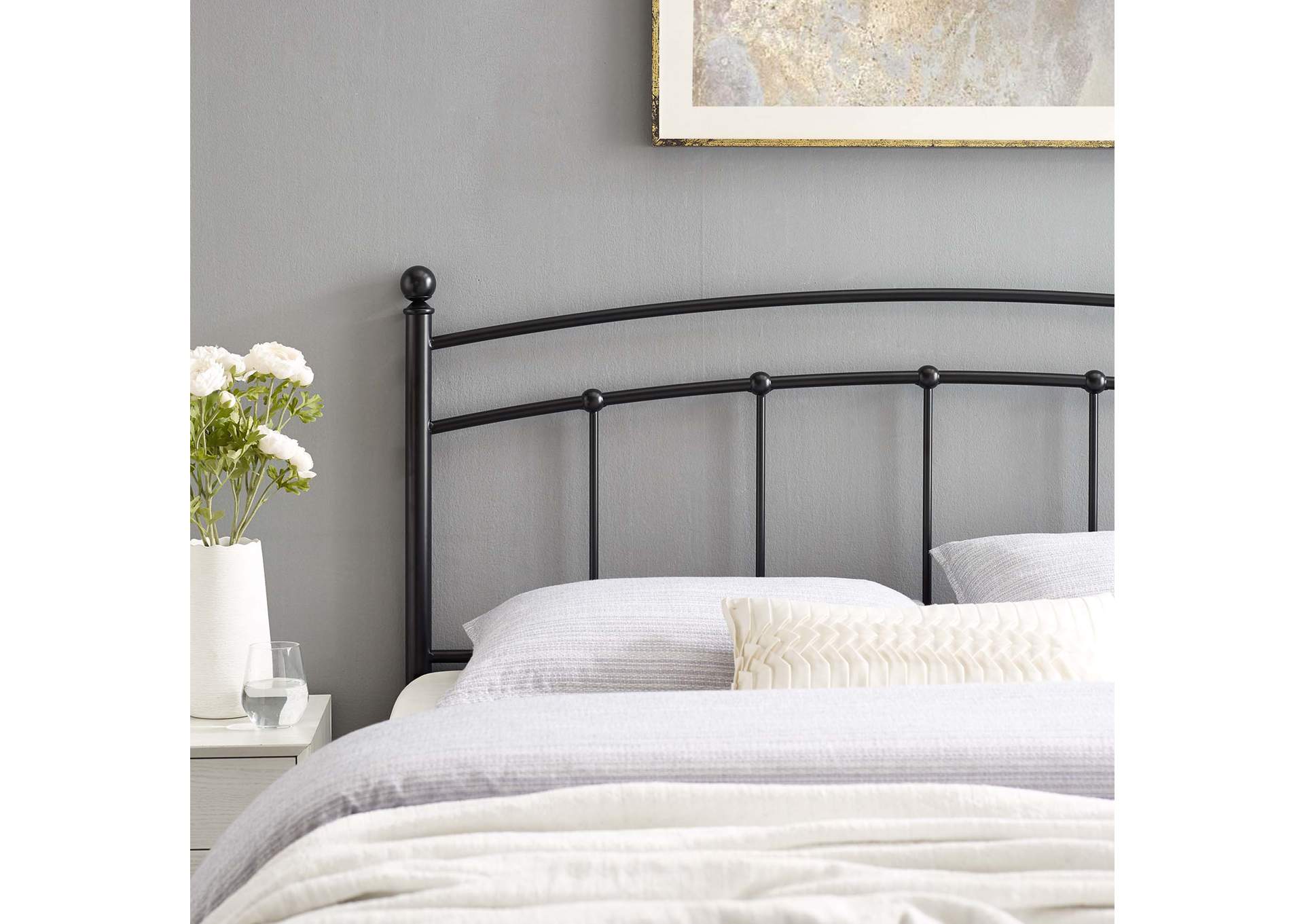 Abigail Black Twin Metal Headboard,Modway