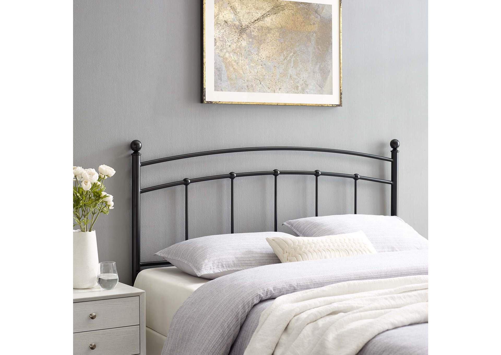 Abigail Black Twin Metal Headboard,Modway