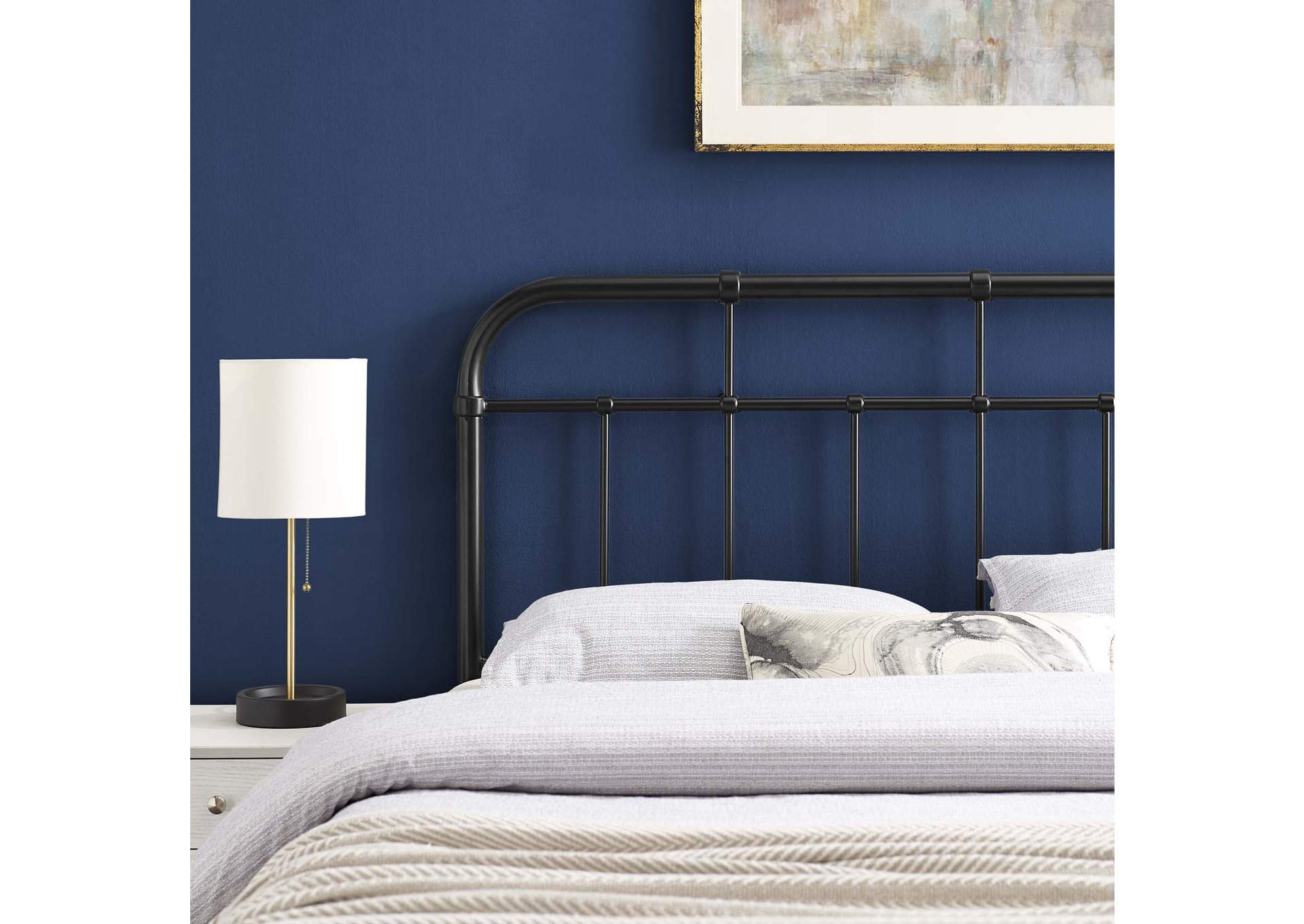 Alessia Black King Metal Headboard,Modway