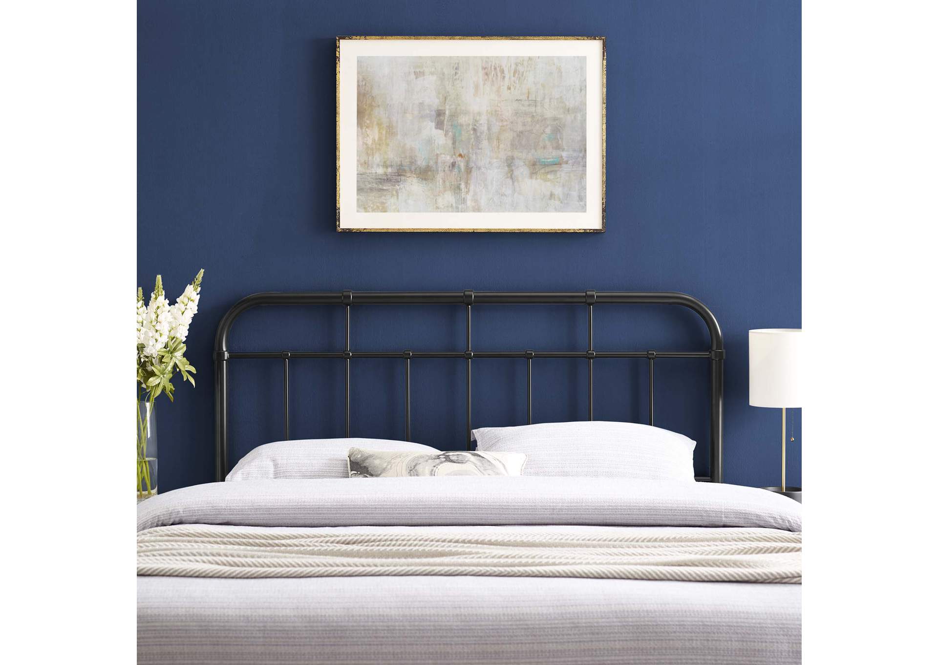 Alessia Black King Metal Headboard,Modway
