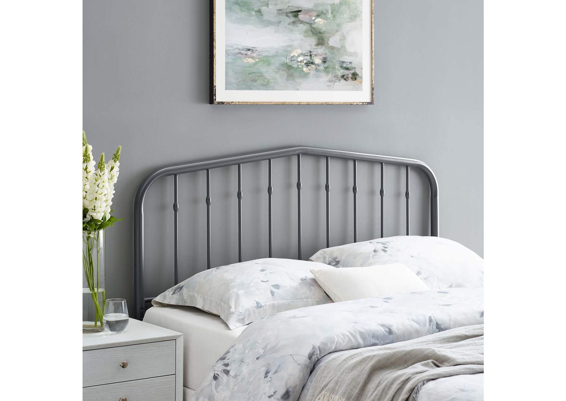 Lennon Gray Full Metal Headboard,Modway