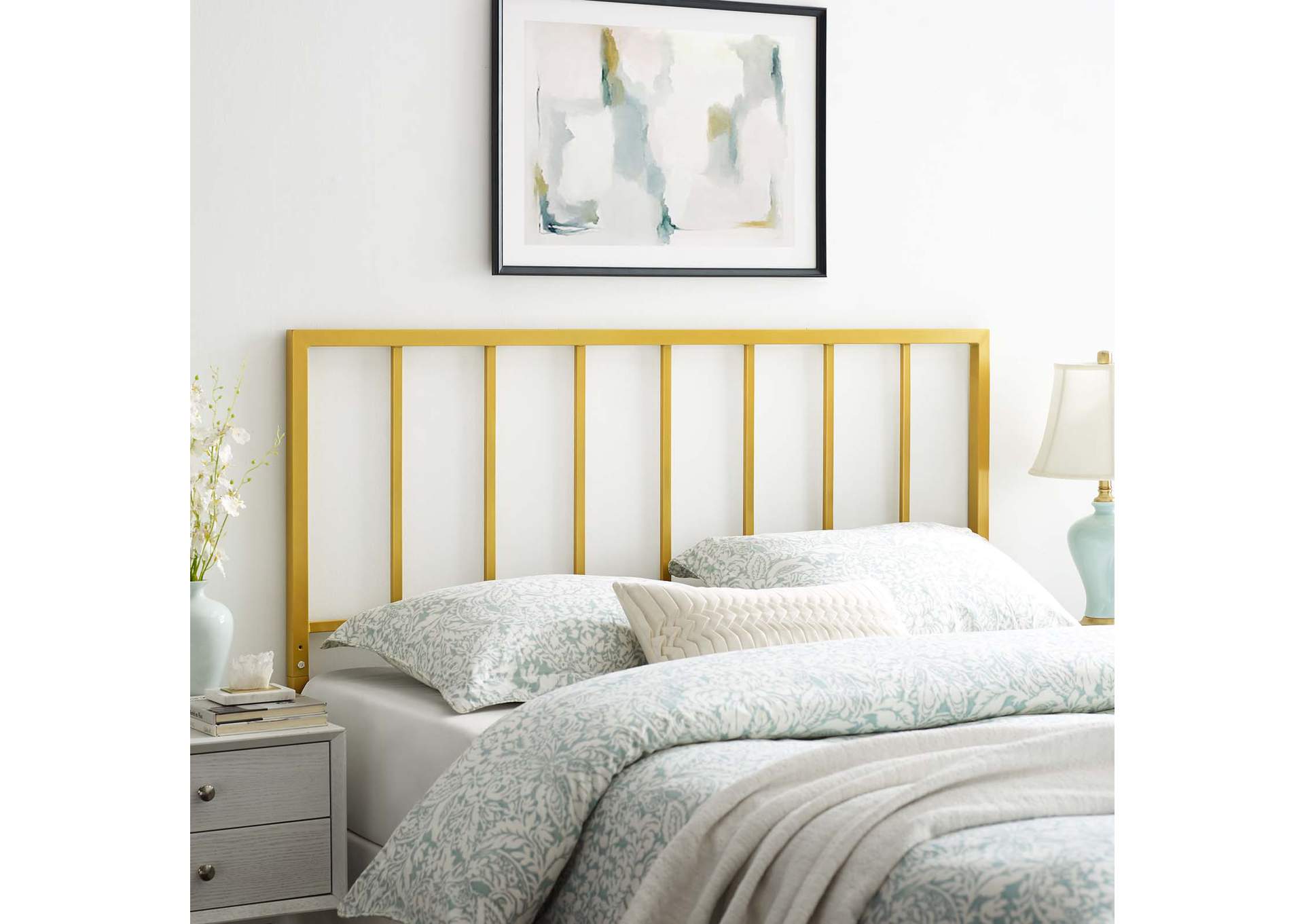 Tatum Gold Twin Metal Headboard,Modway