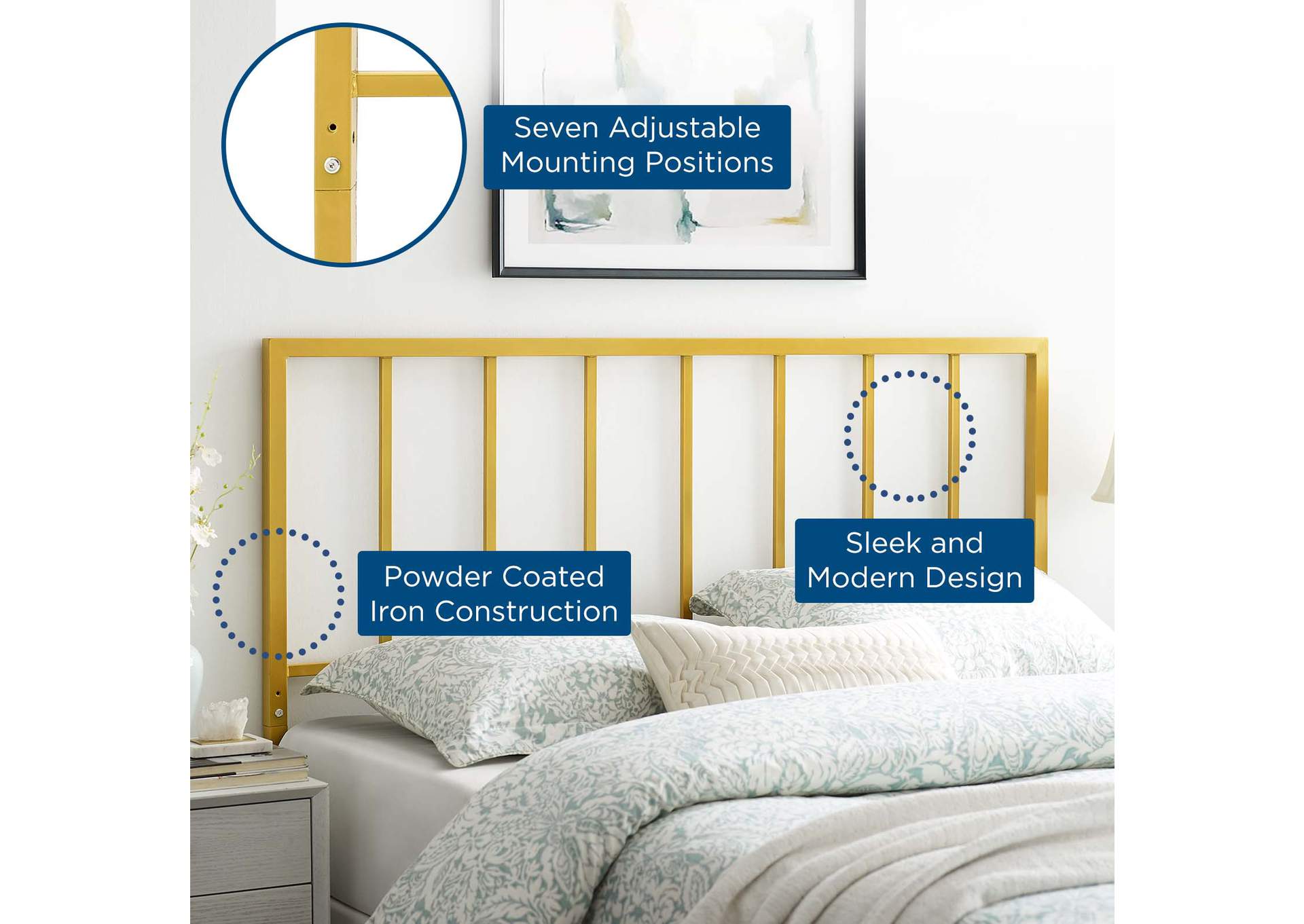Tatum Gold Full Metal Headboard,Modway