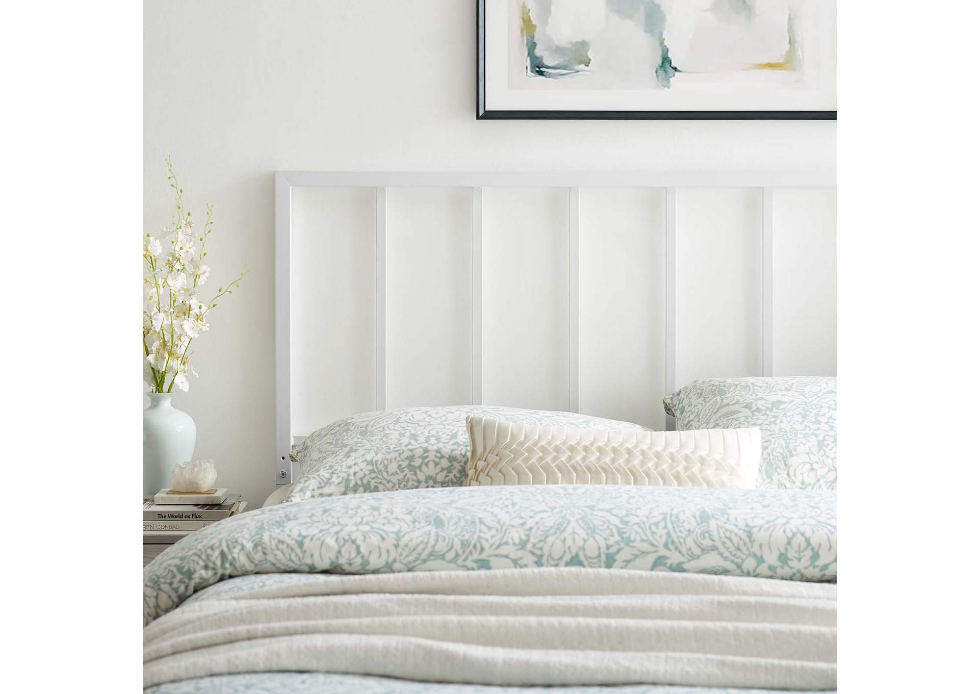 Tatum White Full Metal Headboard,Modway