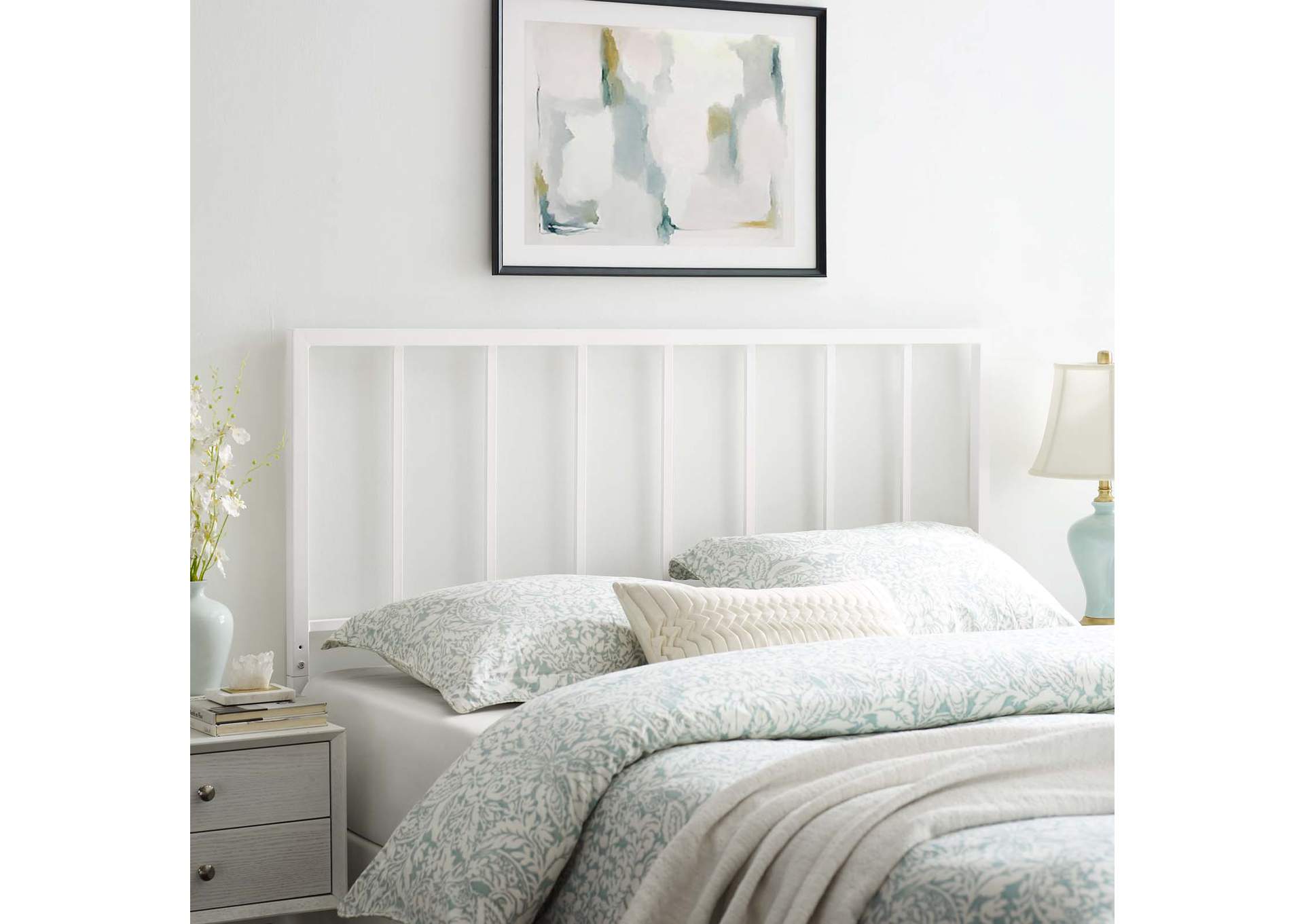 Tatum White Full Metal Headboard,Modway