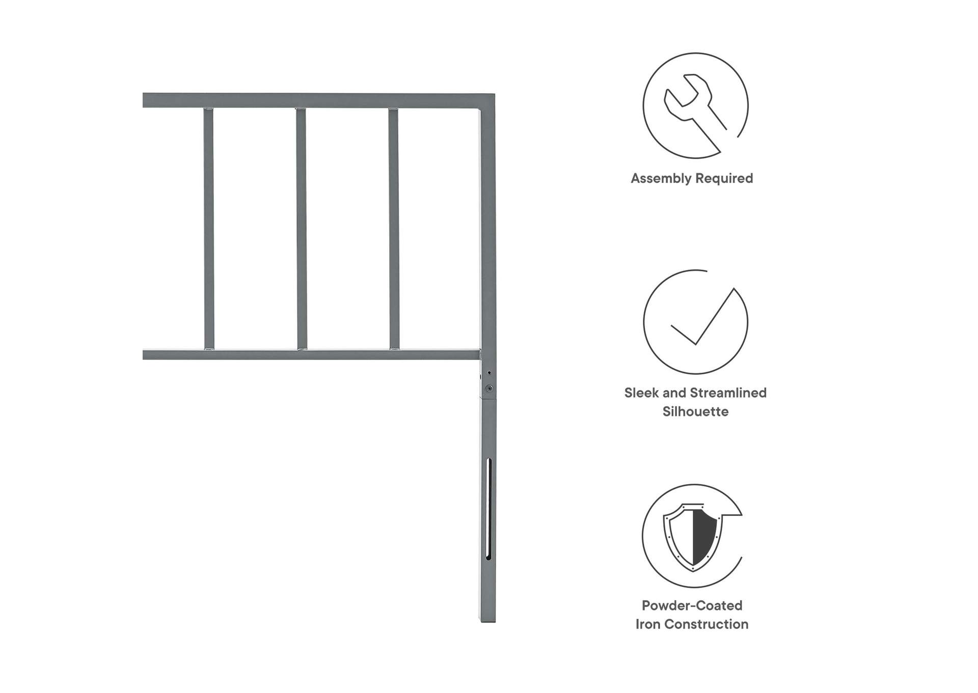 Tatum Gray King Metal Headboard,Modway