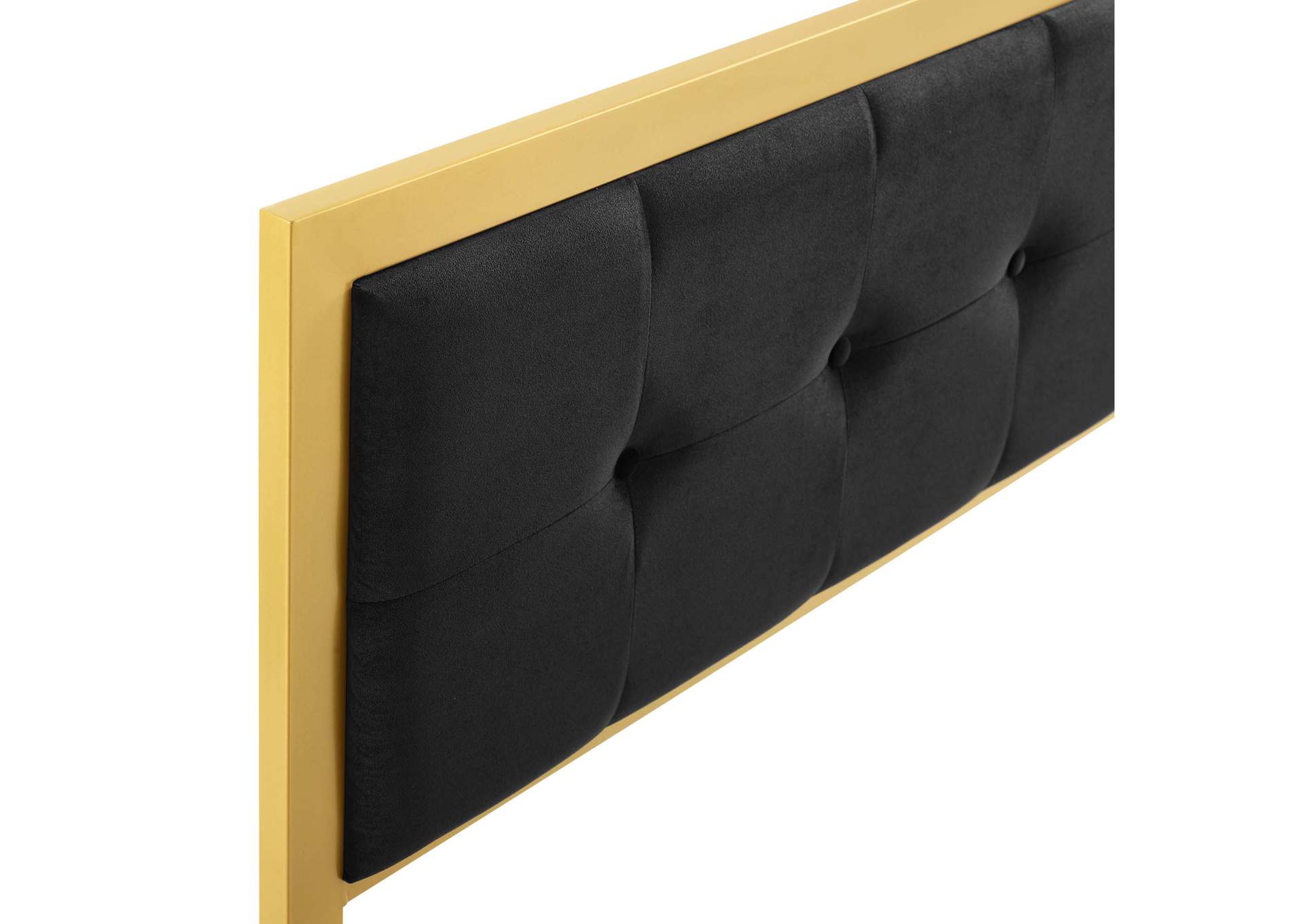 Teagan Gold Black Tufted Full Performance Velvet Headboard,Modway