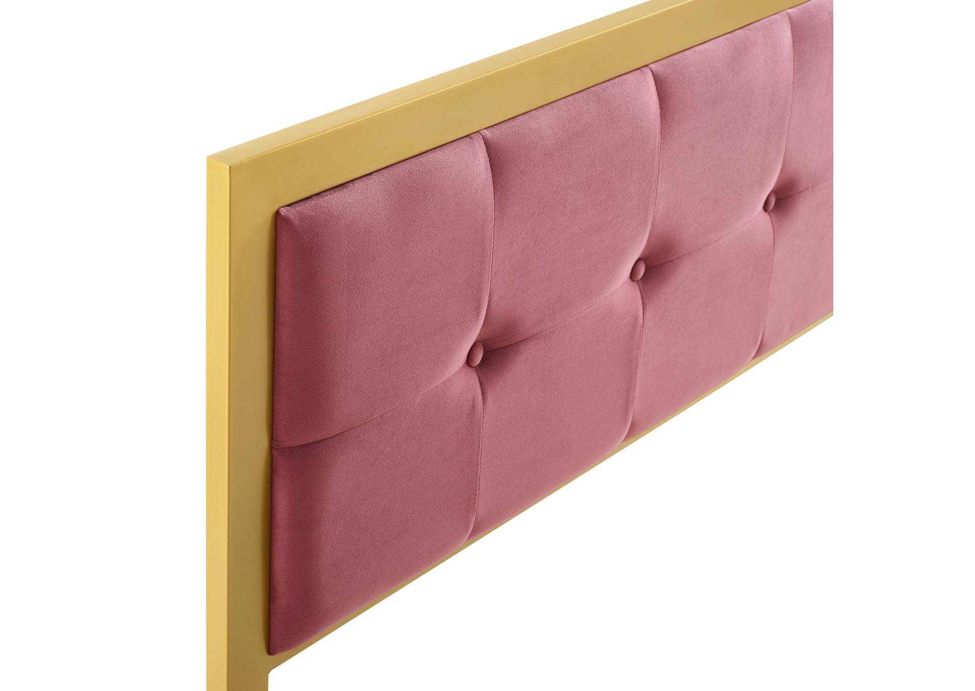 Teagan Gold Dusty Rose Tufted Full Performance Velvet Headboard,Modway