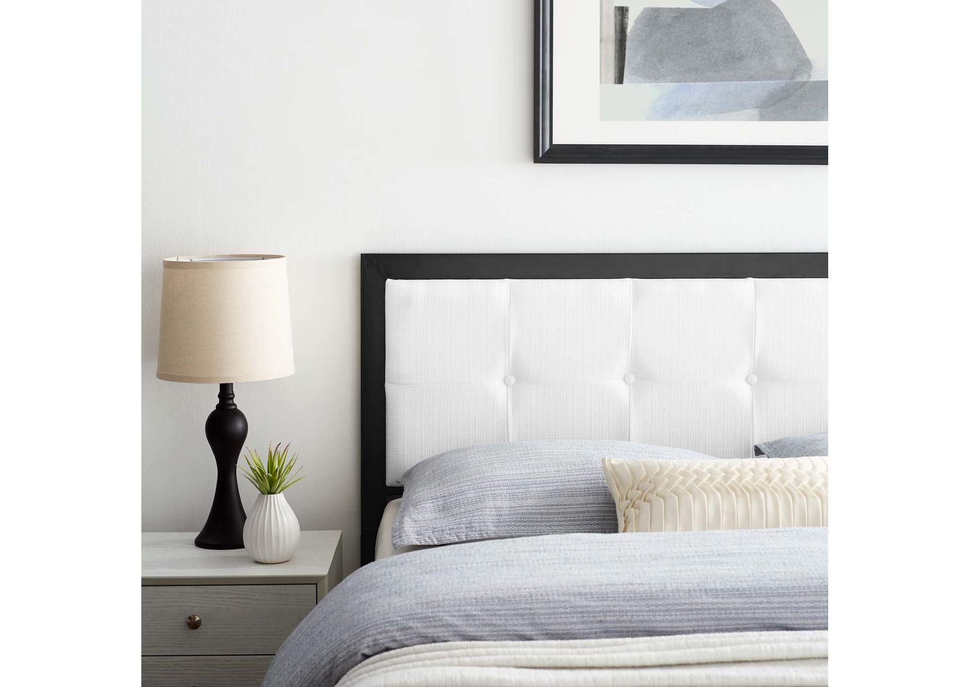 Teagan Black White Tufted Queen Headboard,Modway