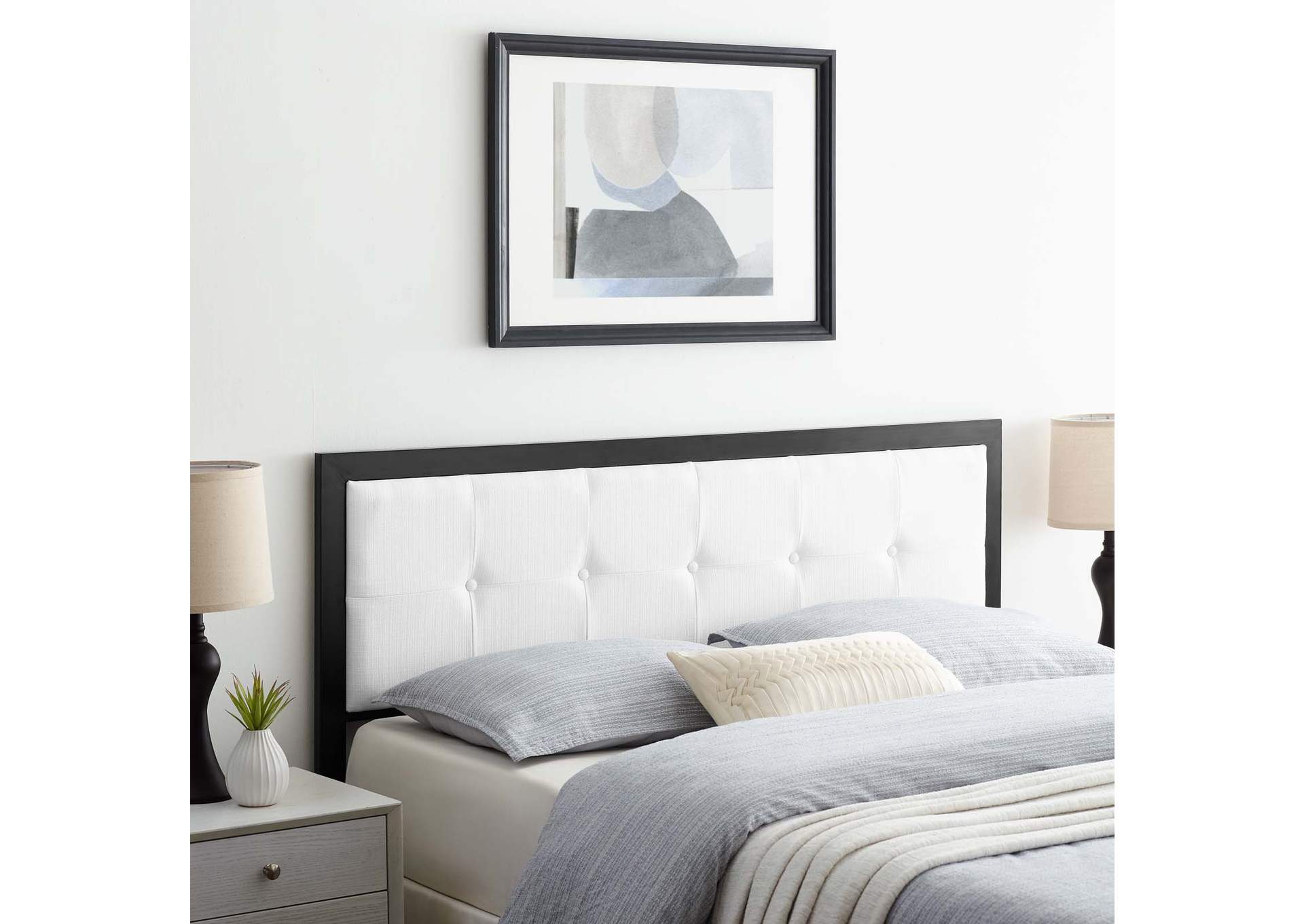 Teagan Black White Tufted Queen Headboard,Modway