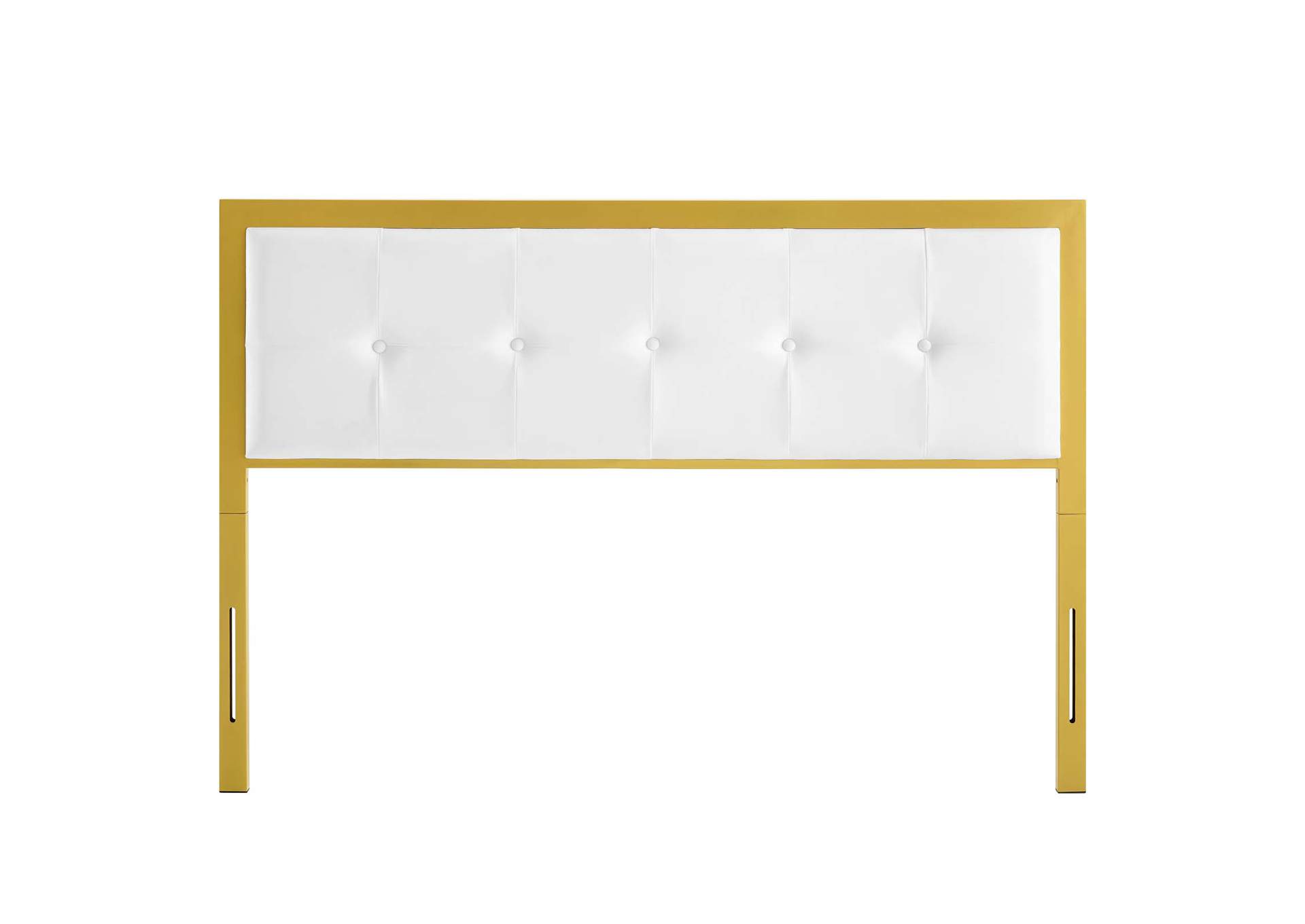 Teagan Gold White Tufted Queen Performance Velvet Headboard,Modway