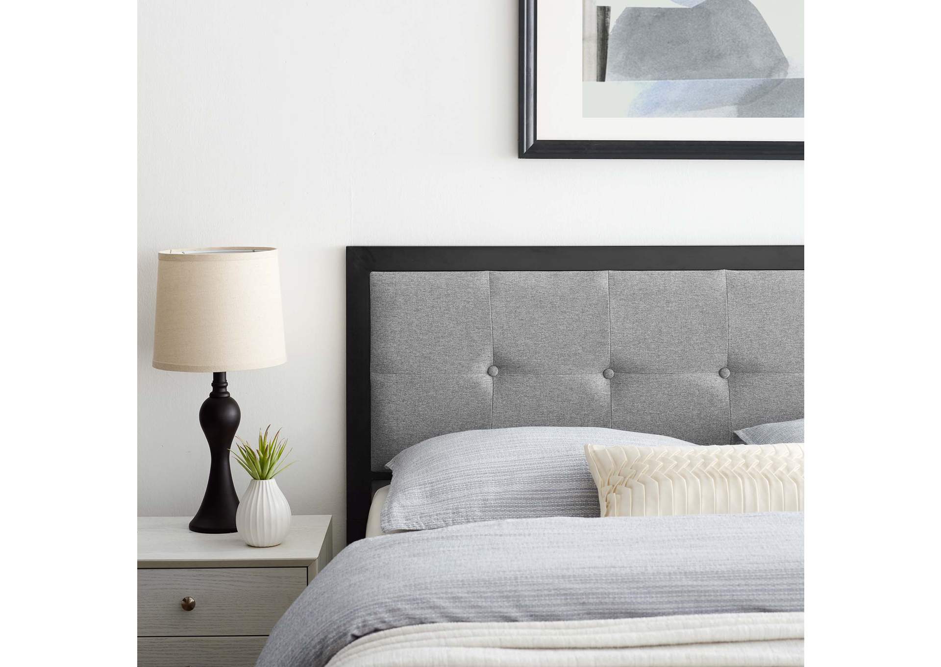 Teagan Black Light Gray Tufted King Headboard,Modway