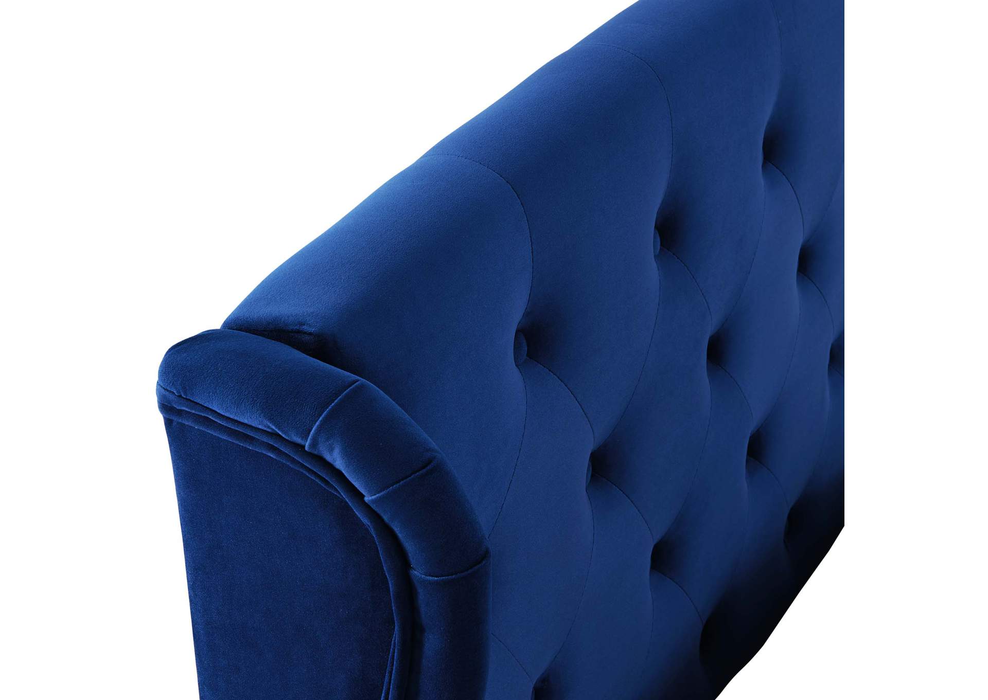Navy Penelope Tufted Wingback Queen Performance Velvet Platform Bed,Modway
