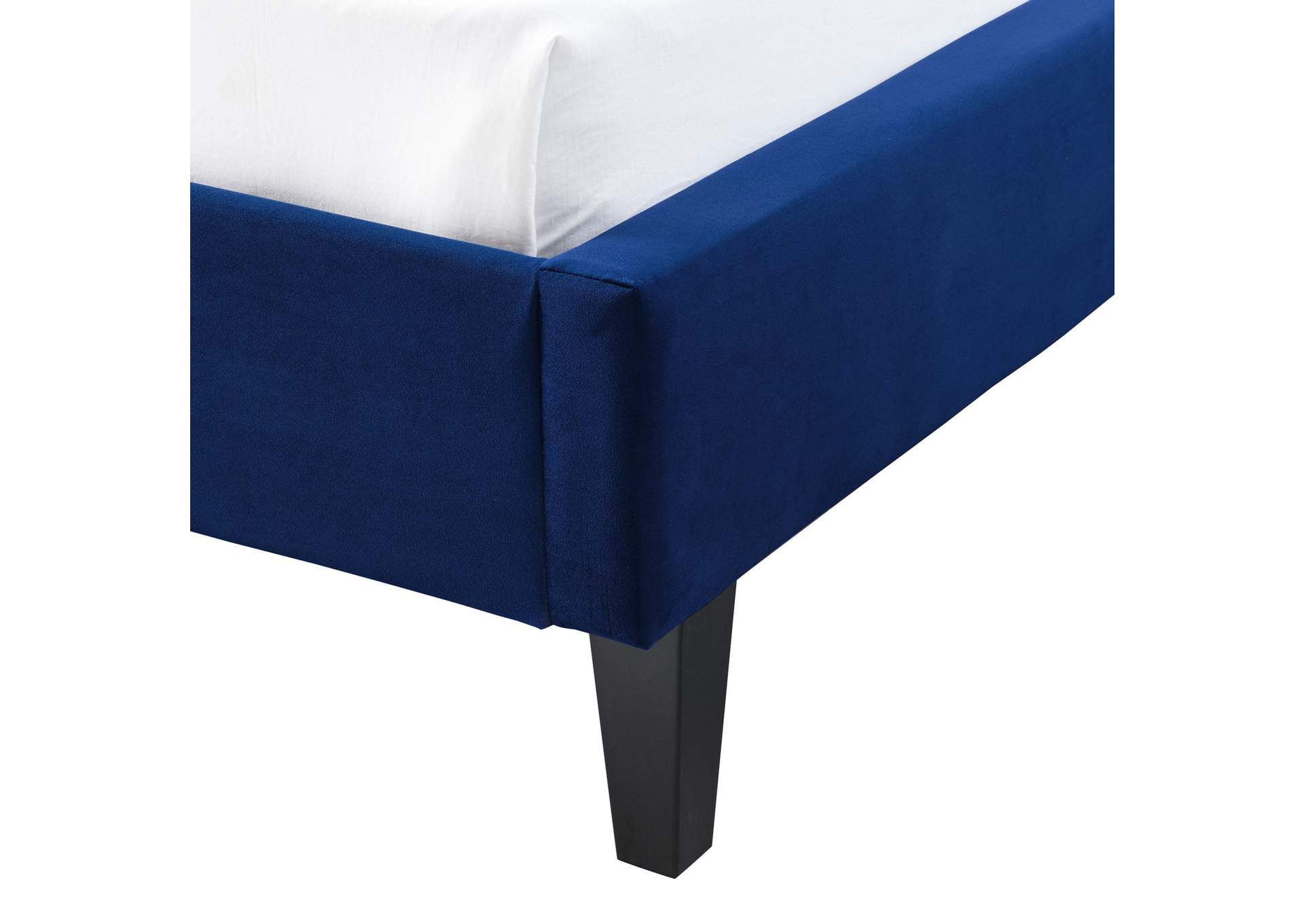 Navy Penelope Tufted Wingback Queen Performance Velvet Platform Bed,Modway
