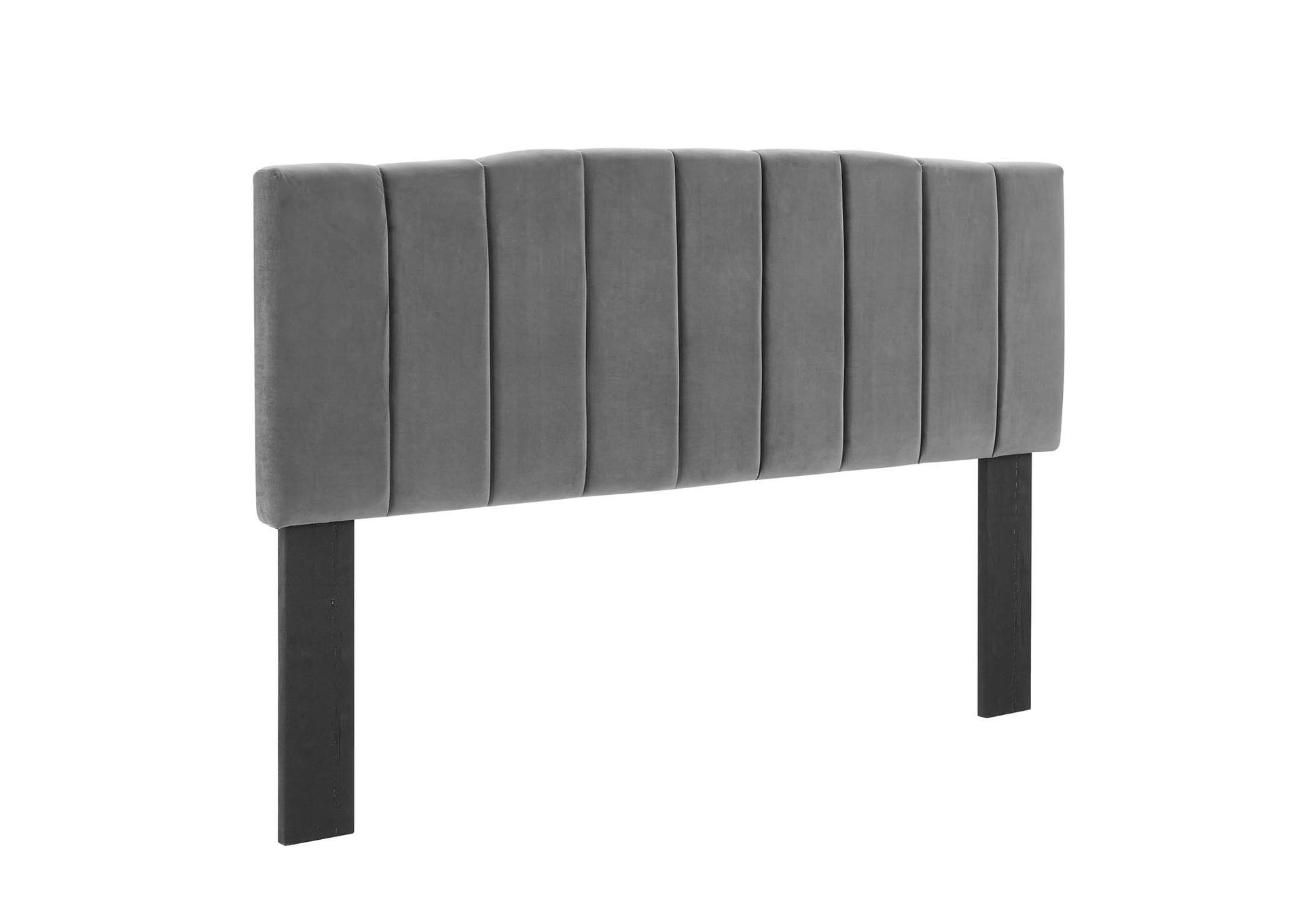 Camilla Charcoal Channel Tufted Full/Queen Performance Velvet Headboard,Modway