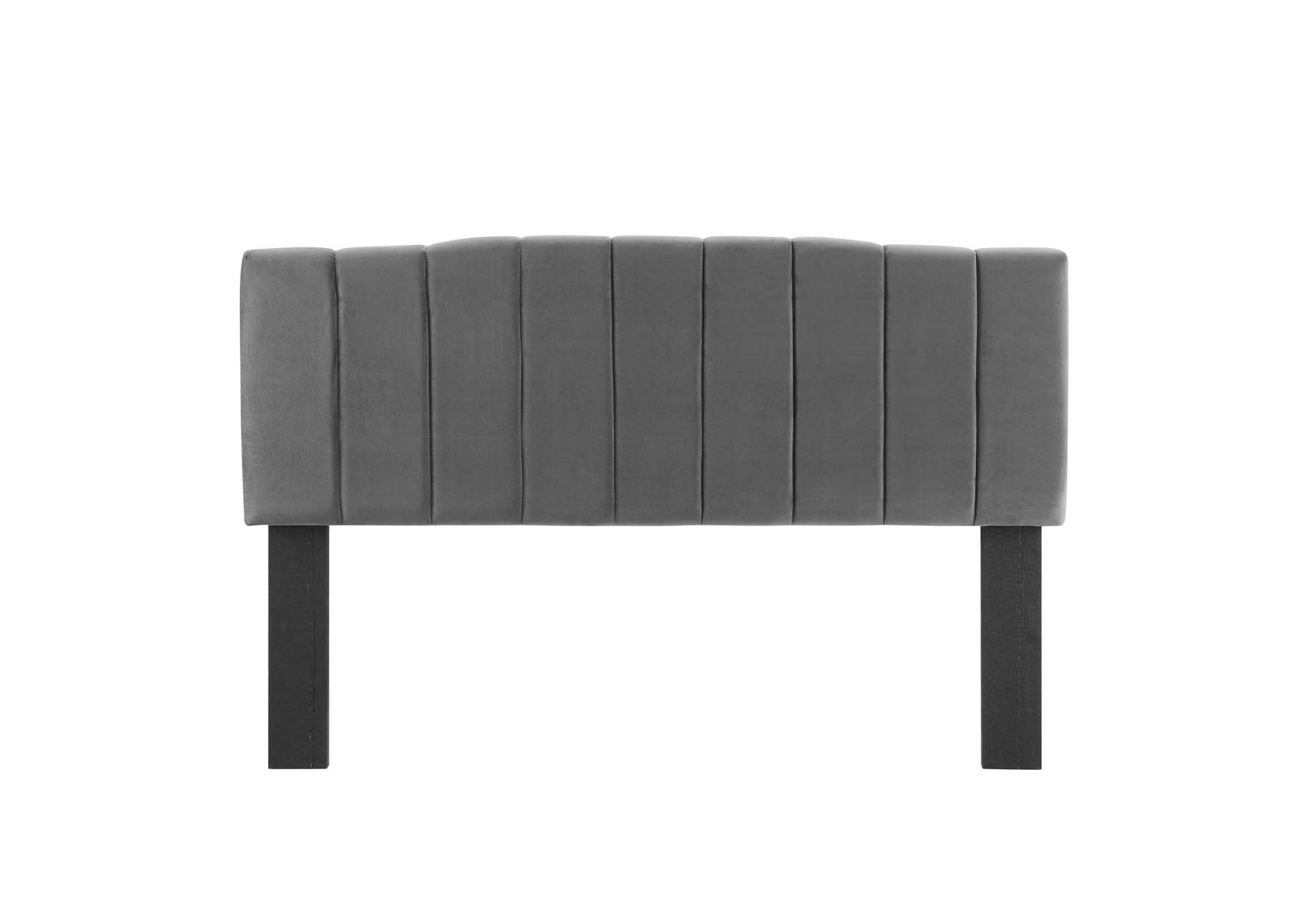 Camilla Charcoal Channel Tufted Full/Queen Performance Velvet Headboard,Modway
