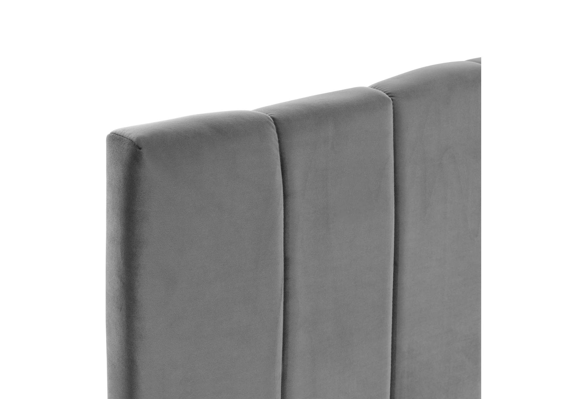 Camilla Charcoal Channel Tufted Full/Queen Performance Velvet Headboard,Modway
