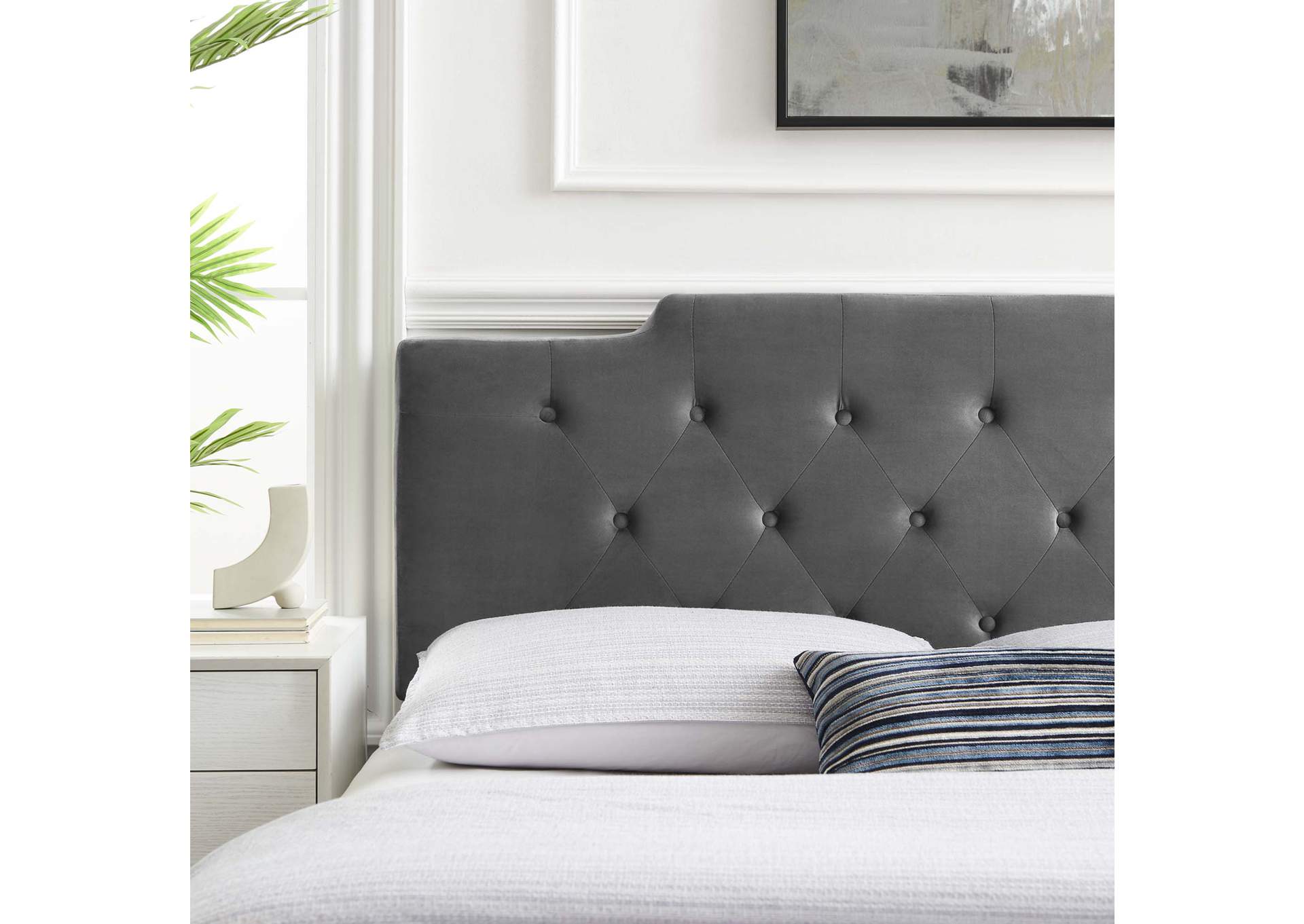 Juliet Charcoal Tufted Full/Queen Performance Velvet Headboard,Modway