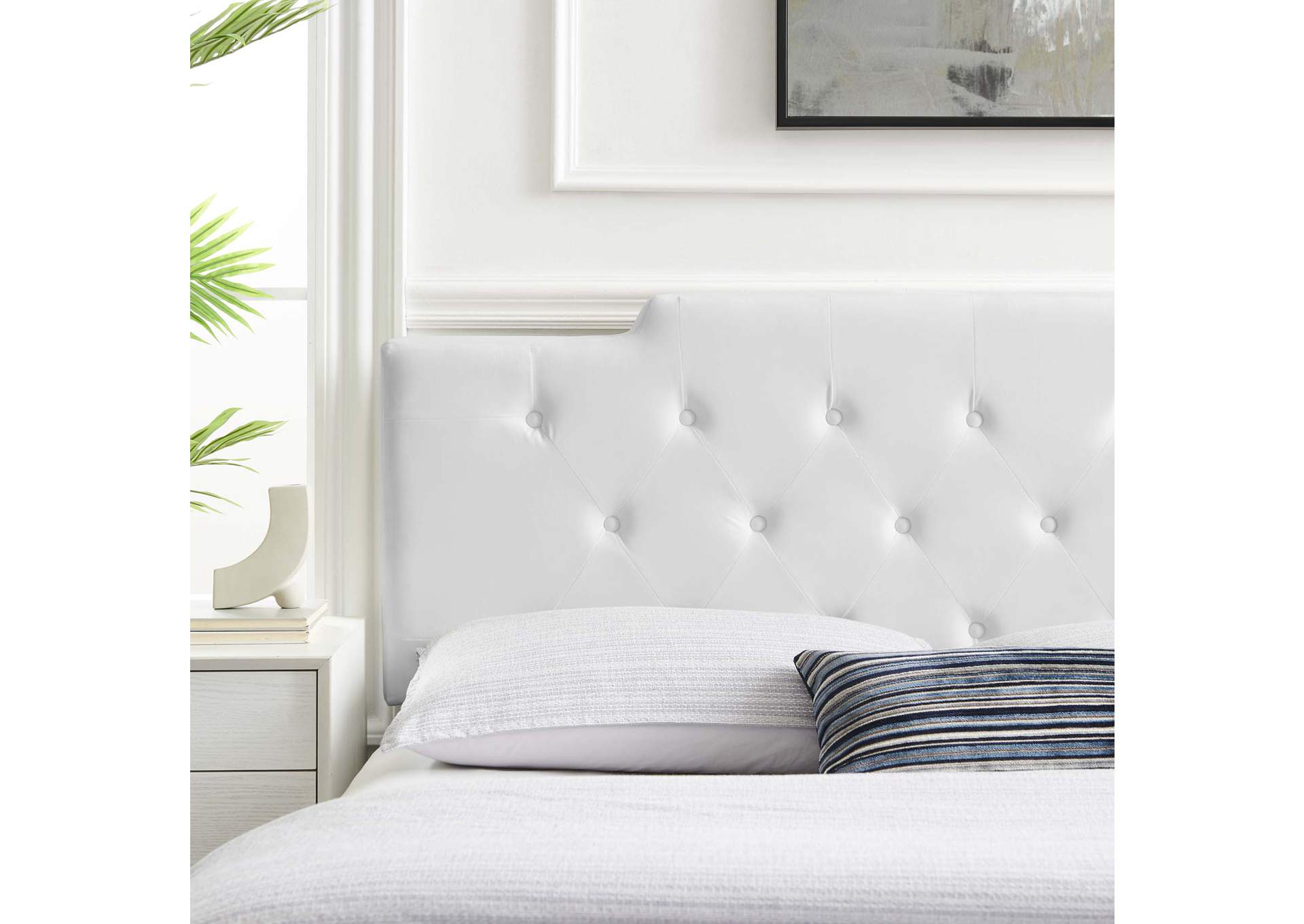Juliet White Tufted Full/Queen Performance Velvet Headboard,Modway