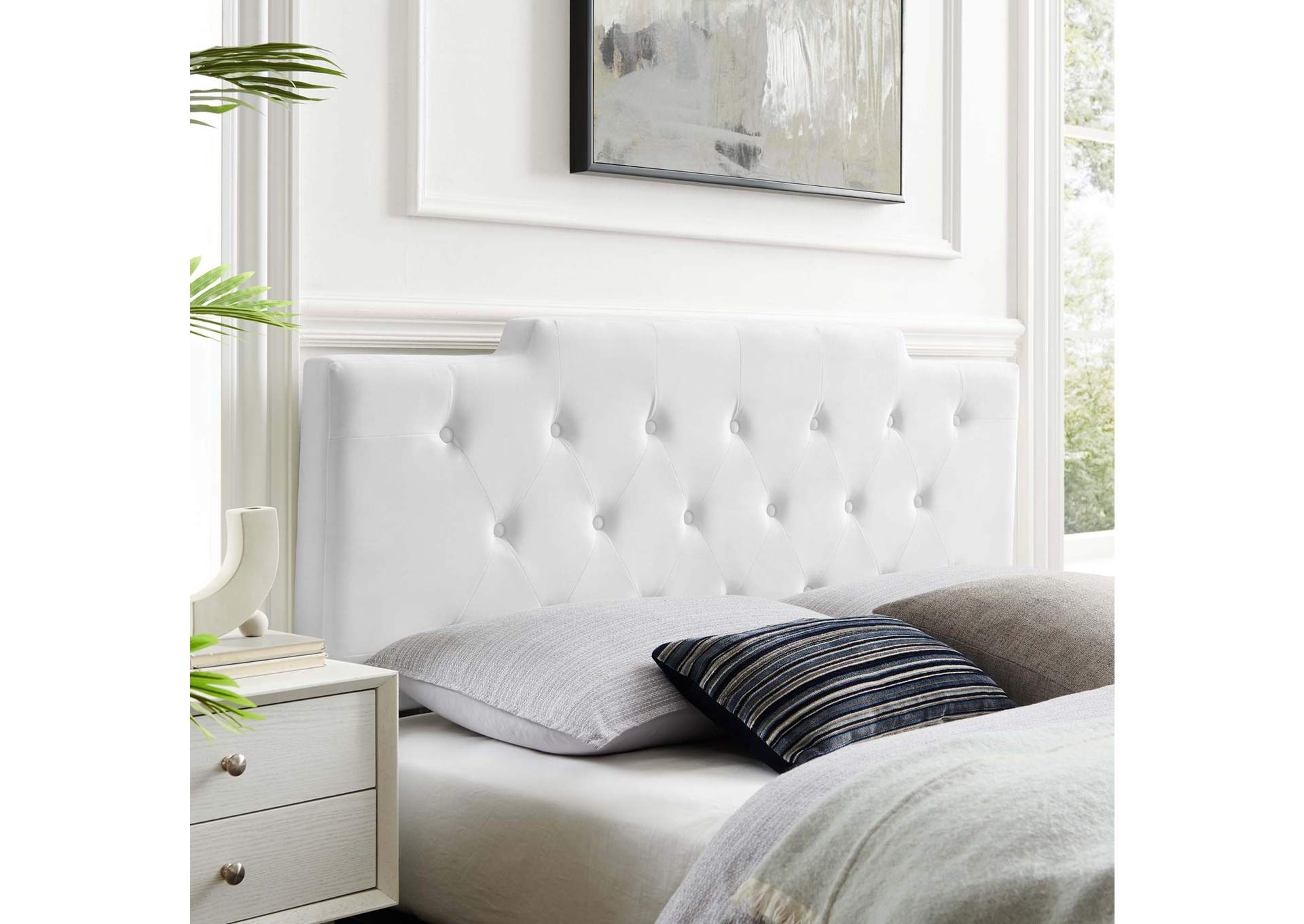 Juliet White Tufted Full/Queen Performance Velvet Headboard,Modway